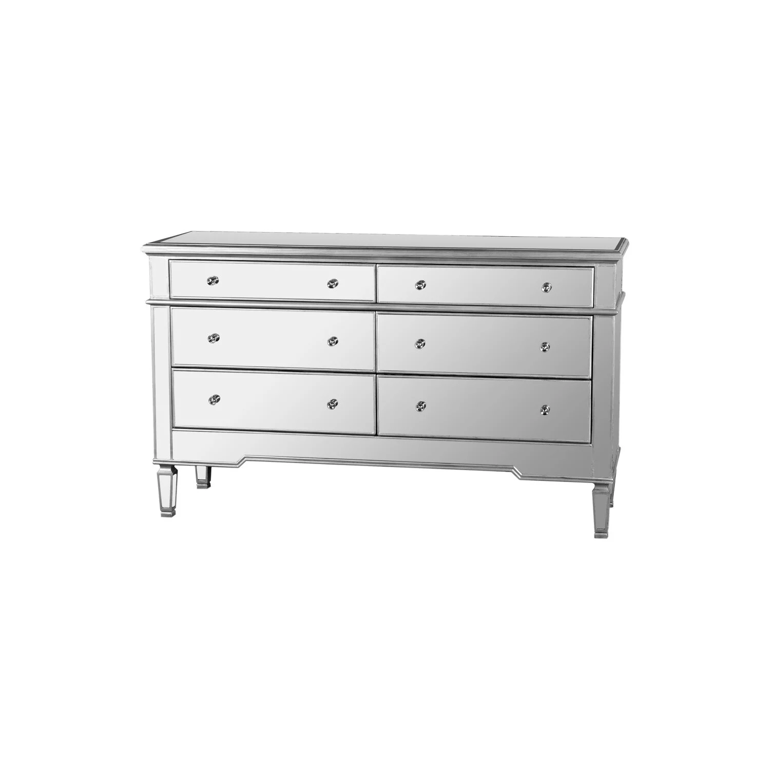 Best Master Nicolette 2-Piece Solid Wood Dresser and Mirror Set - Silver Brushed