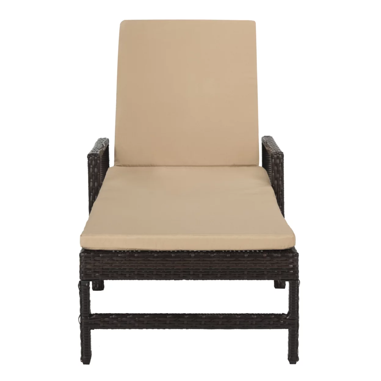 Safavieh Alma Outdoor Rattan Modern Sun Lounger with Cushion