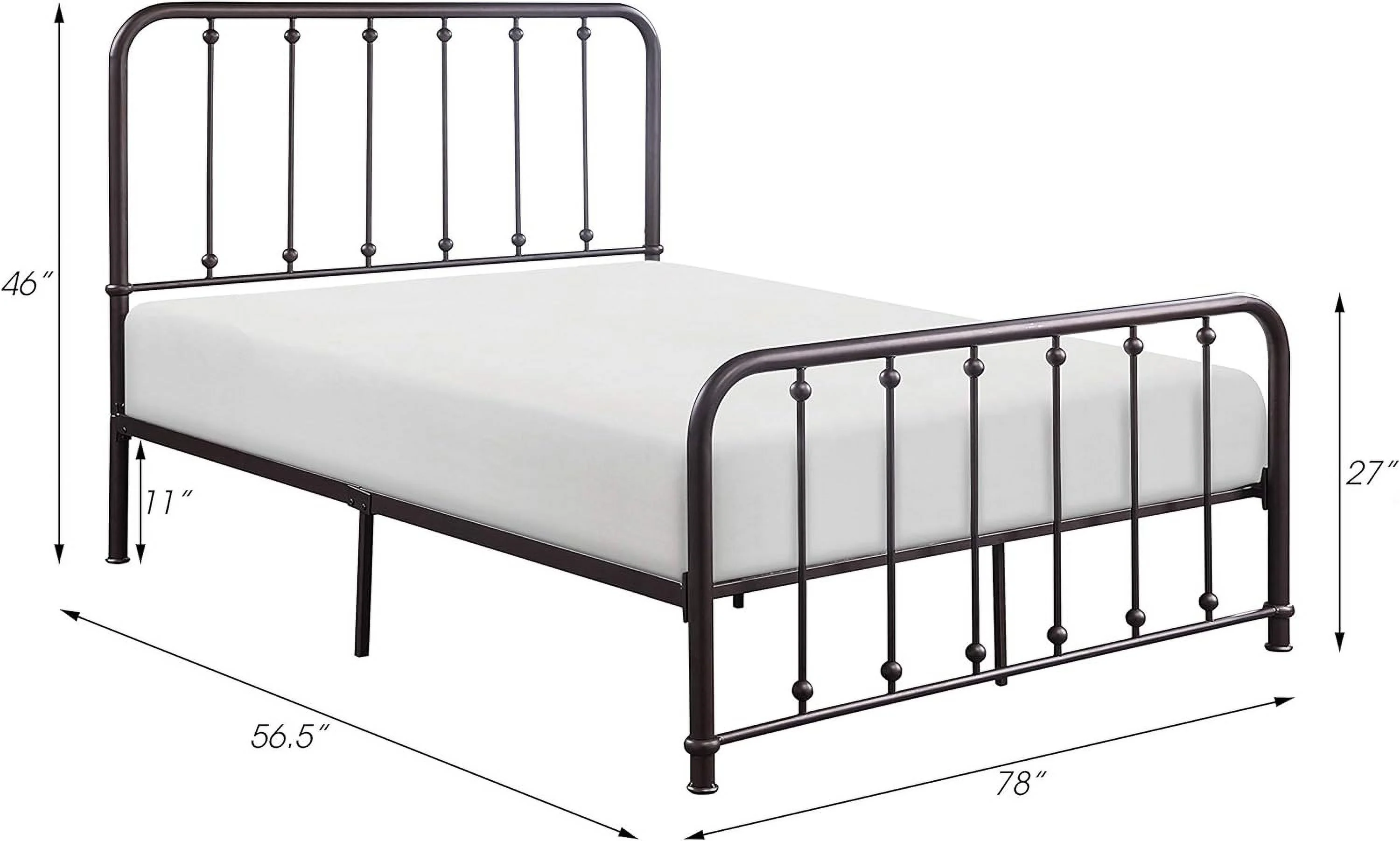 WAGEE Foresthill Metal Platform Bed, Full, Antique Bronze