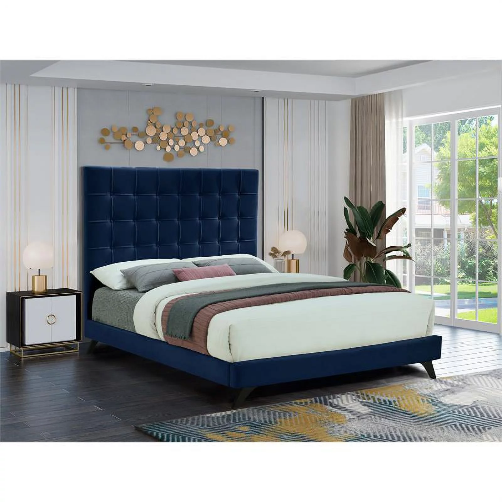 Meridian Furniture Elly Navy Velvet Full Bed