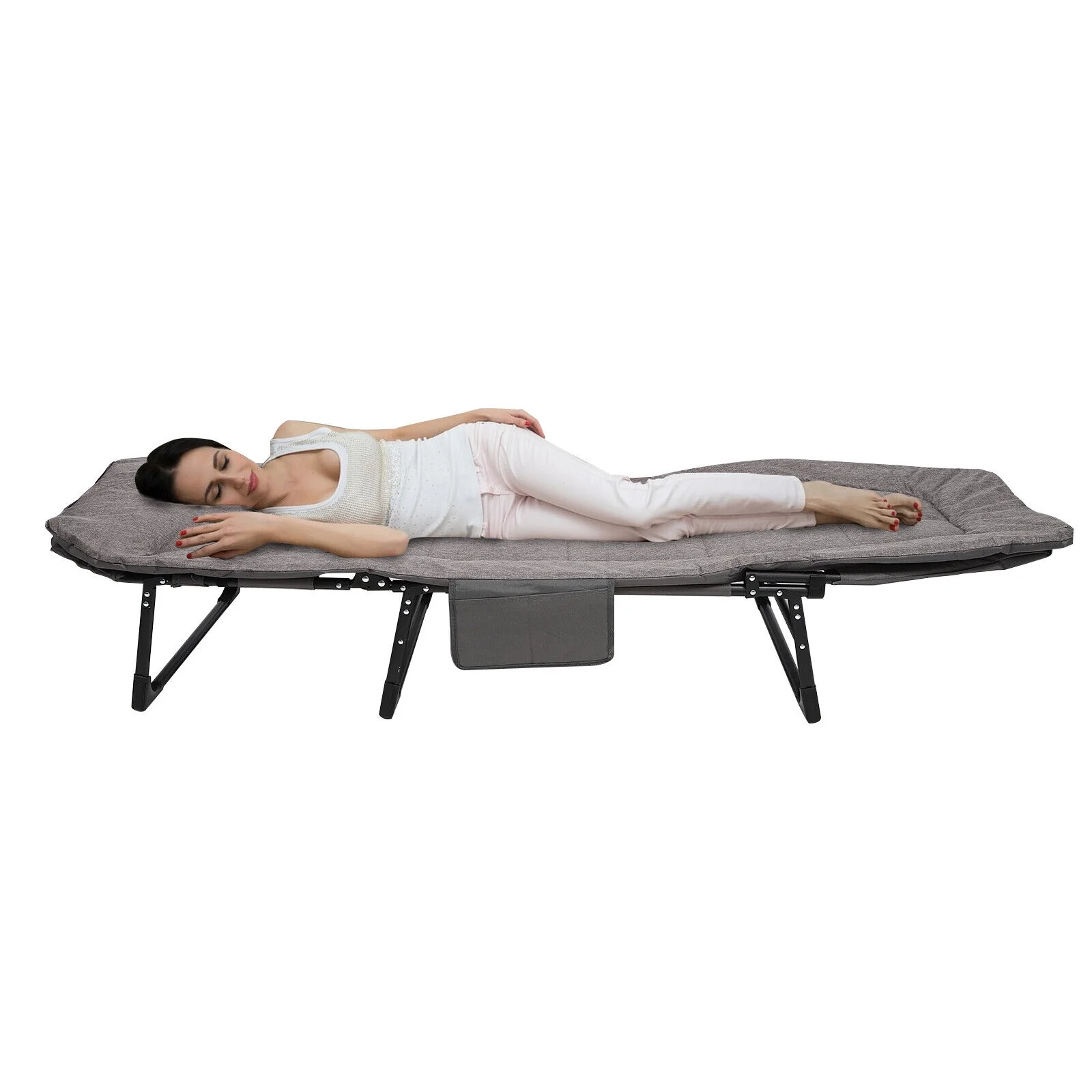 Folding Guest Bed W/ Sponge Mattress Easy Storage Grey for Office Hospital Home