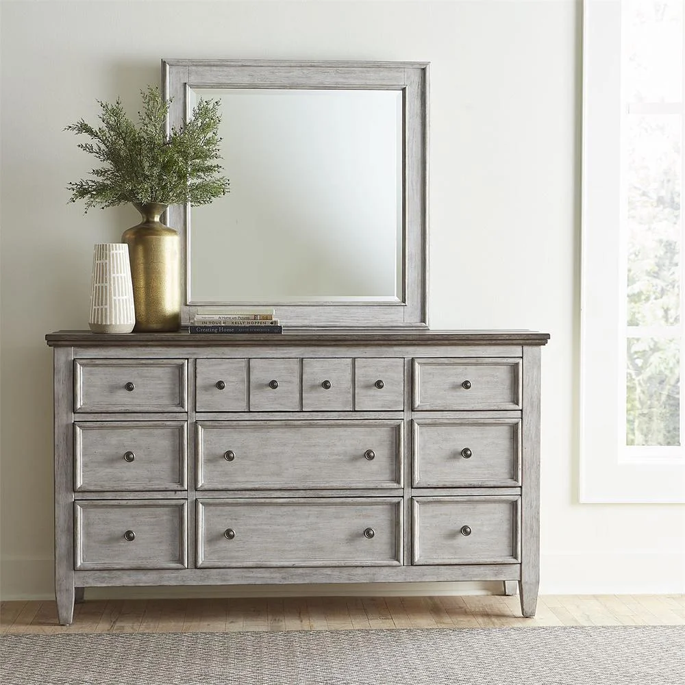 Heartland White Dresser & Mirror