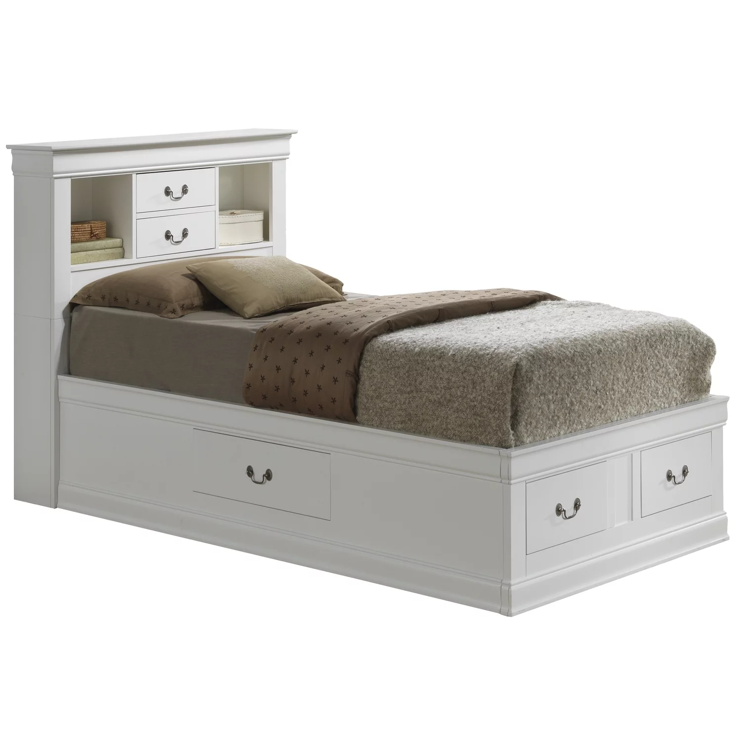 Homestock Victorian Vintage G3190B-TSB Twin Storage Bed , white