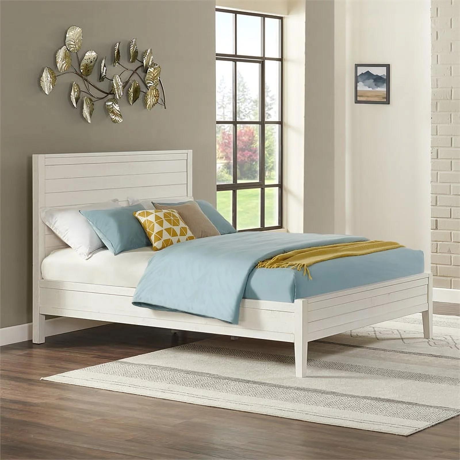 Arden Panel Wood Queen Bed/Driftwood White