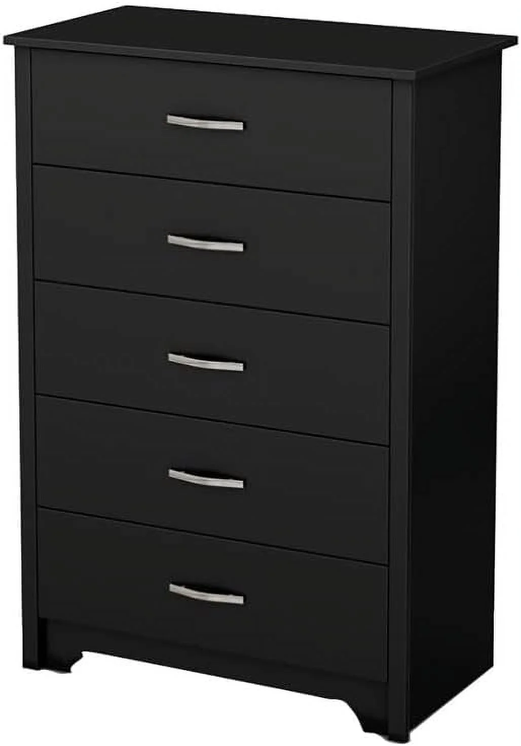 5 Drawers Dresser, Small Wood Organizer Chest For Bedroom, Modern Storage Tower For Closet, Black