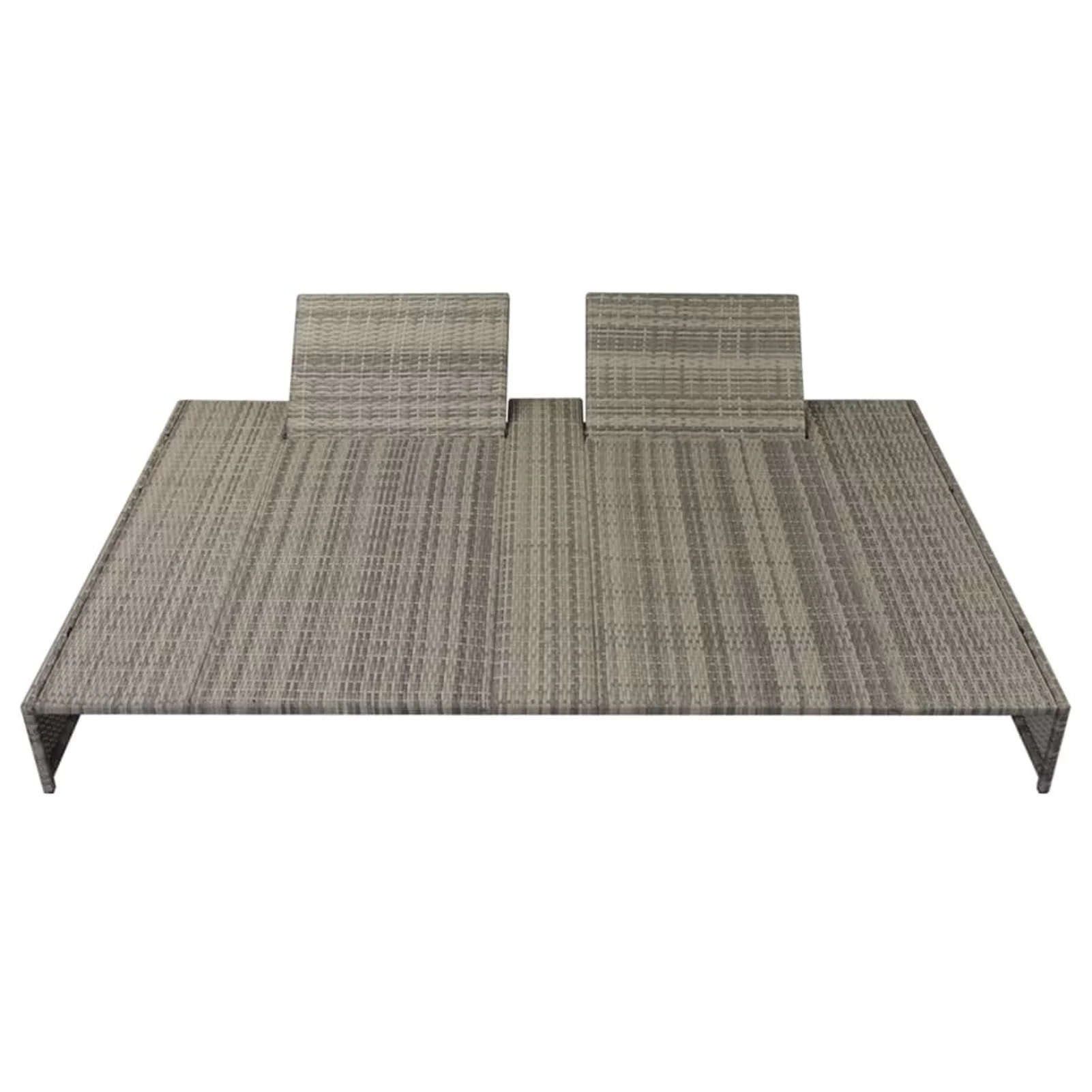 moobody Double Sun Lounger with Cushion as Adjustable Daybed, Lounge Bed Garden or Patio Poly Rattan Gray 82.7inch x 55.1inch/63.4inch x 9.1inch/24.8inch (L x W x H)