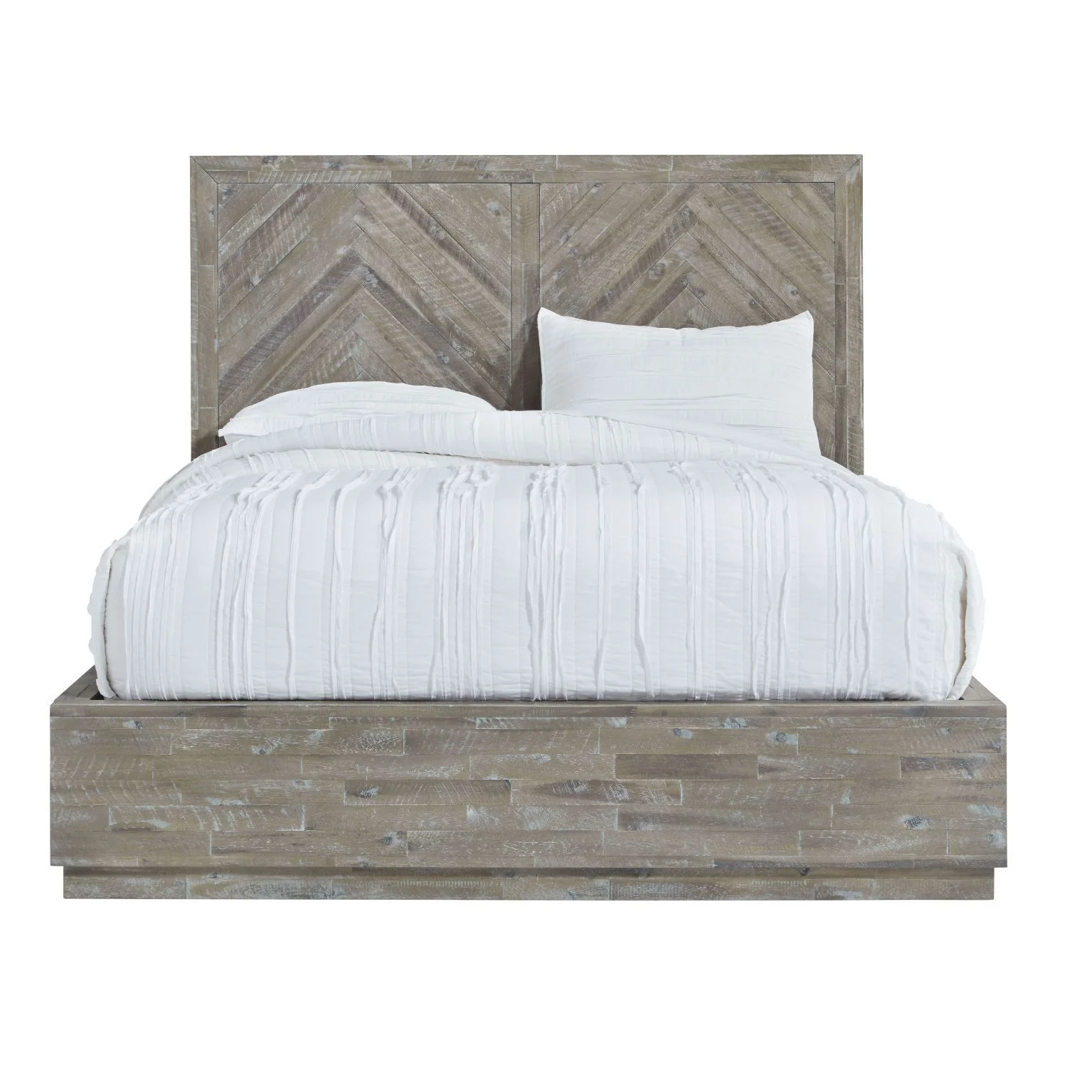 Modus Herringbone 5 PC Full Storage Bedroom Set w Chest in Rustic Latte