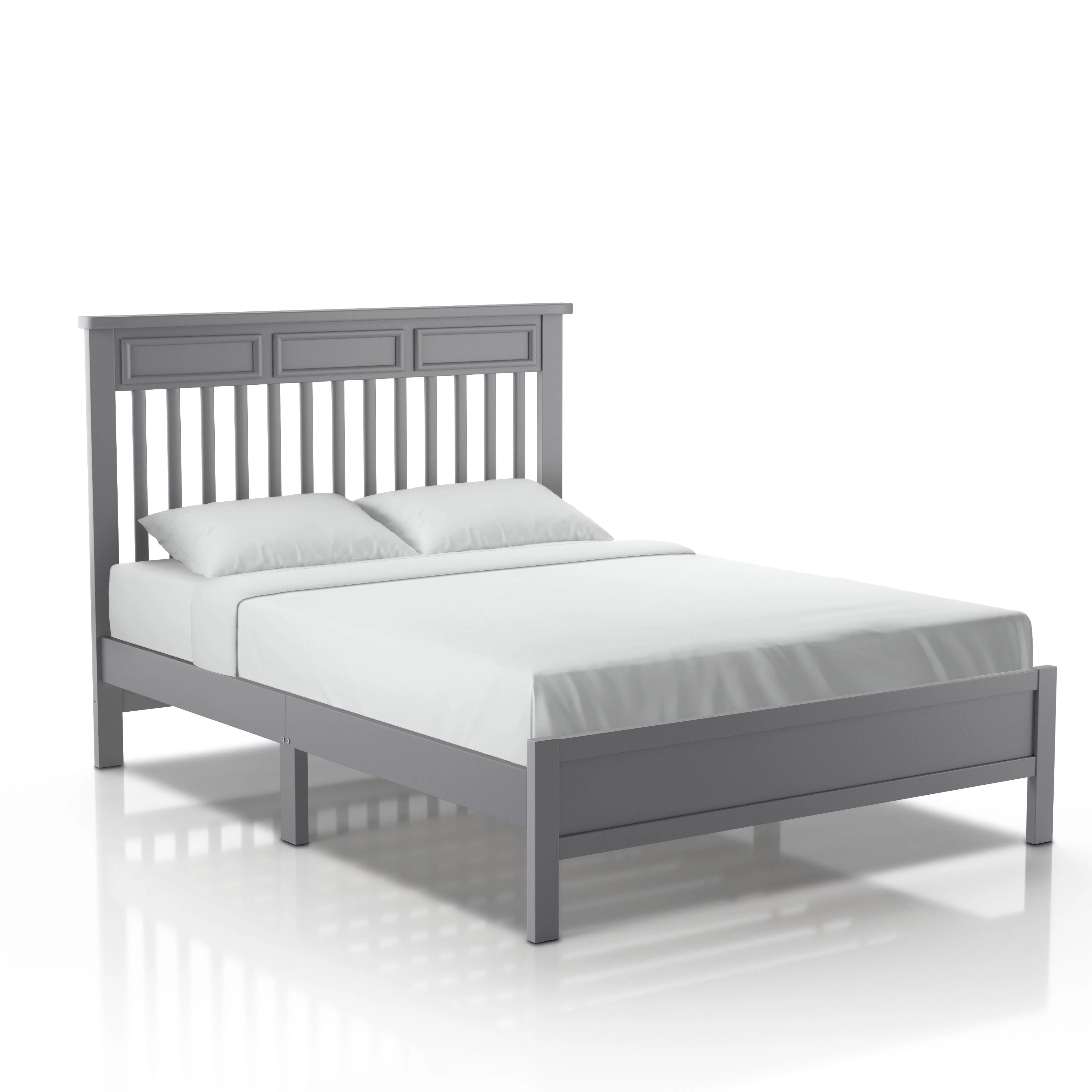 Elm Solid Wood Platform Bed, Gray, Full