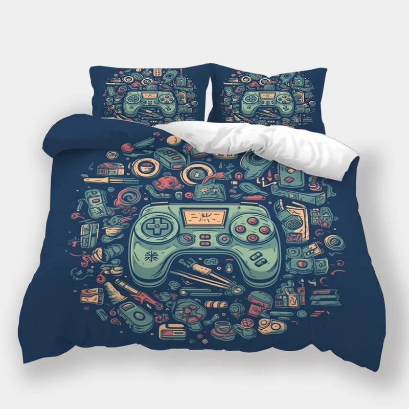 Bedroom Decor Fashion Bedding Set Gamepad Printed Bedspreads Teenager Cool Duvet Cover Set,California King (98