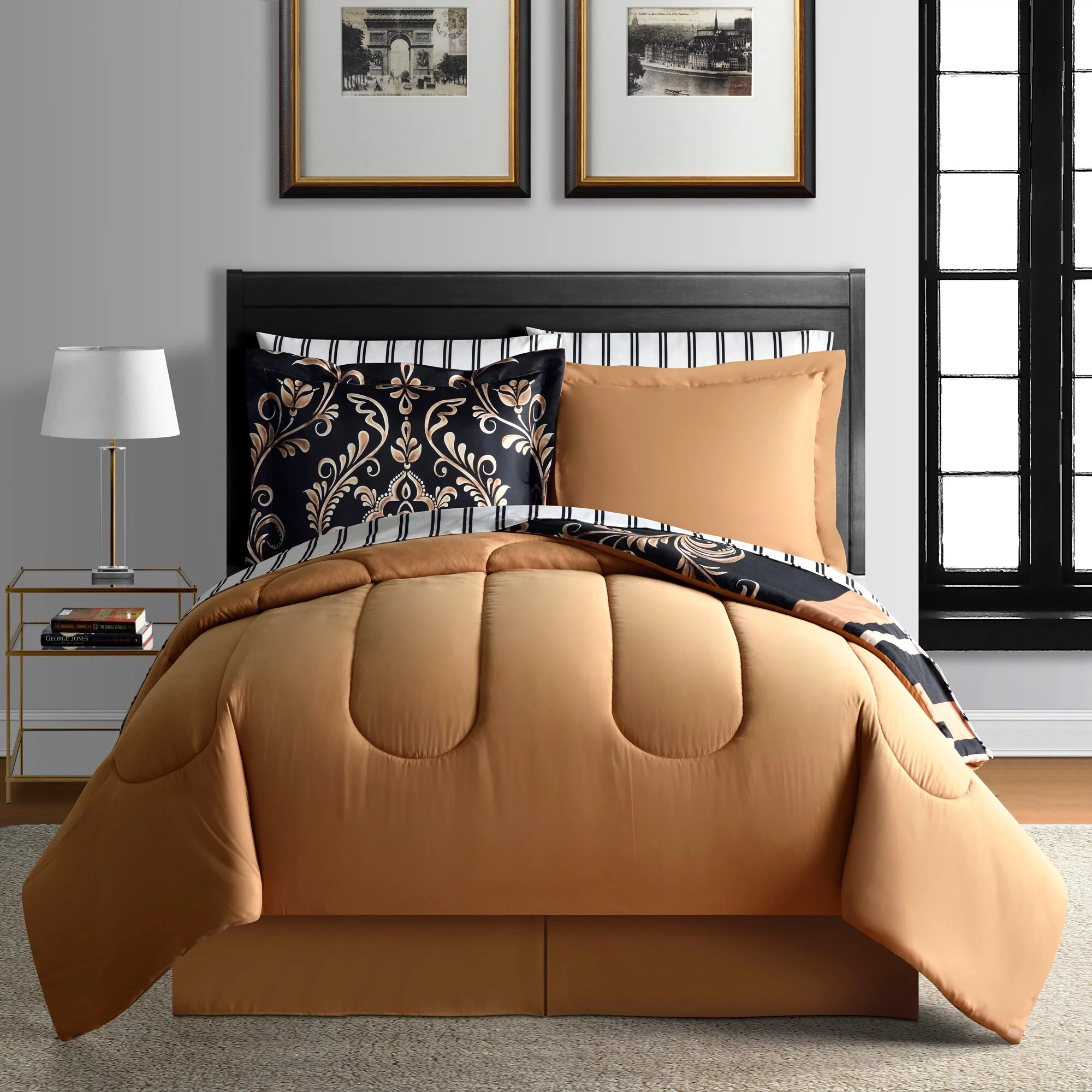 Lanwood Home Sabrina Reversible 6-Piece Bed-in-A-Bag Comforter Set King - Cal King