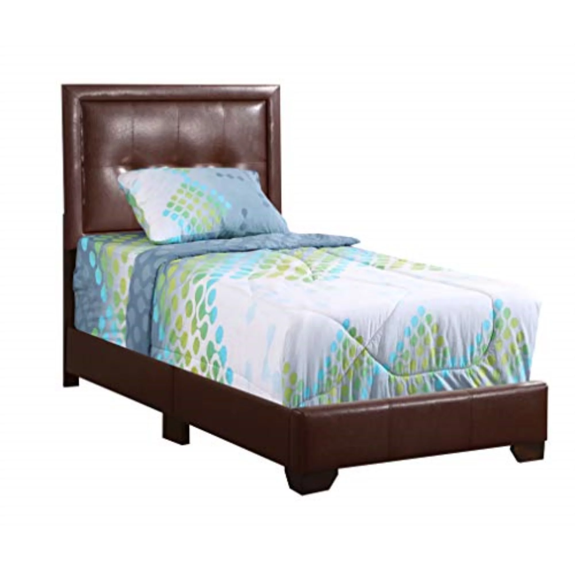Glory Furniture Panello Bed with Faux Leather Upholstery Dark Brown Twin