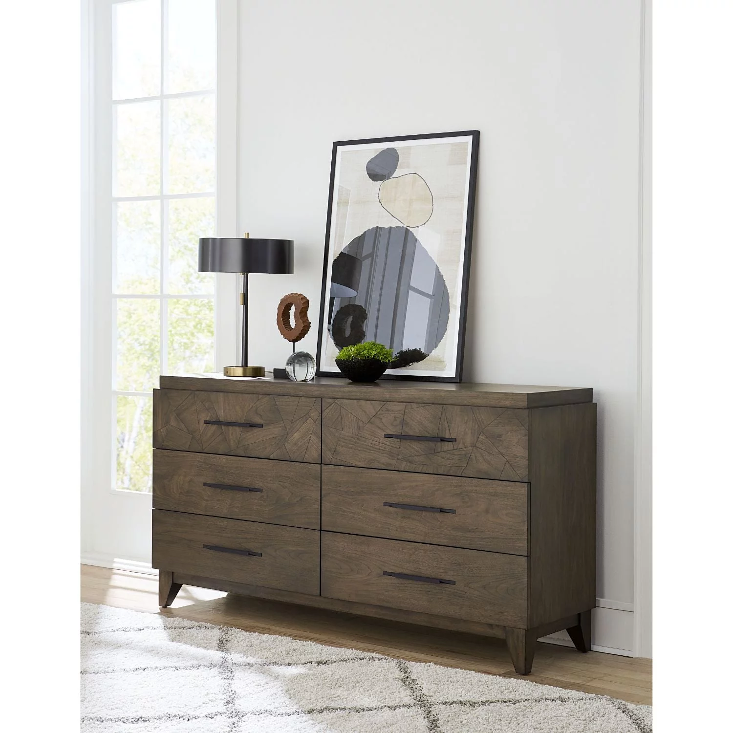 Modus Broderick 2PC Dresser & Mirror in Wild Oats Brown