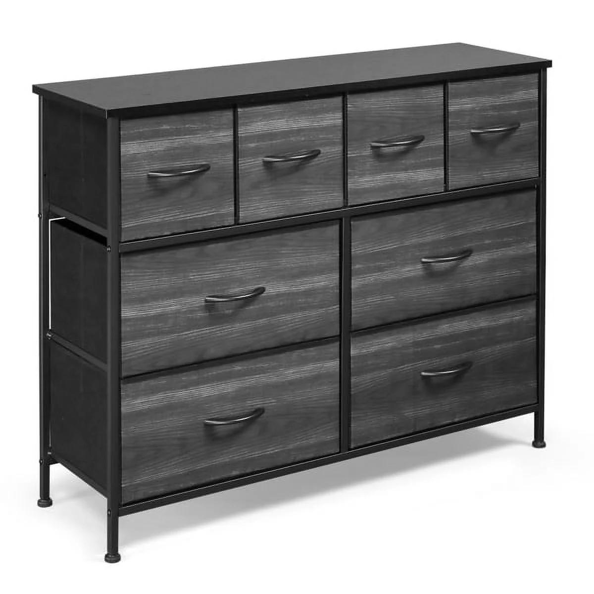SYTHERS Fabric Dresser with 8 Drawers, Storage Organizer Unit with Fabric Bins for Closet, Living Room, Hallway, Dark Grey