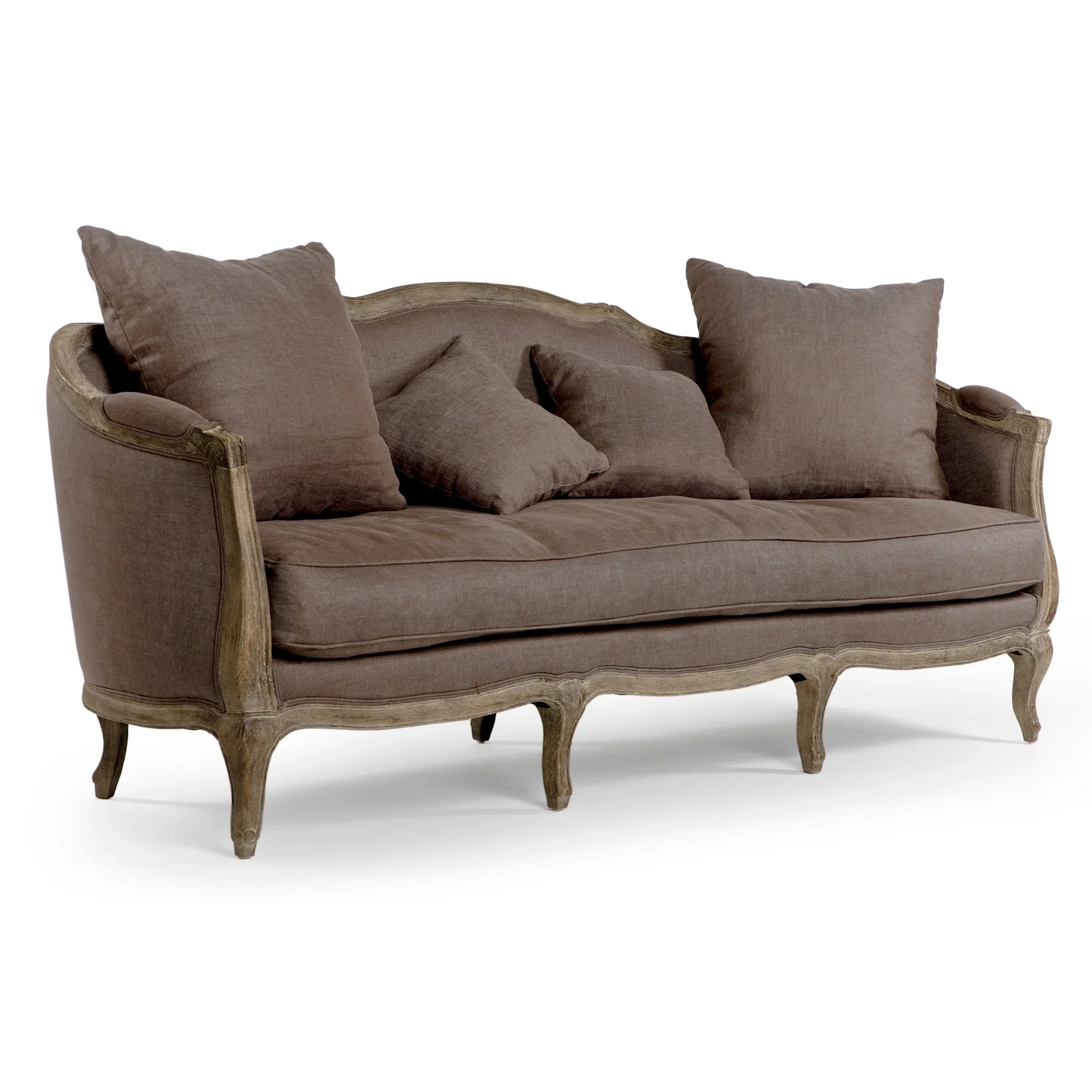 Zentique CFH007-3 E272 A008 Maison Sofa, Aubergine Linen - 85 x 35.5 x 28 in.