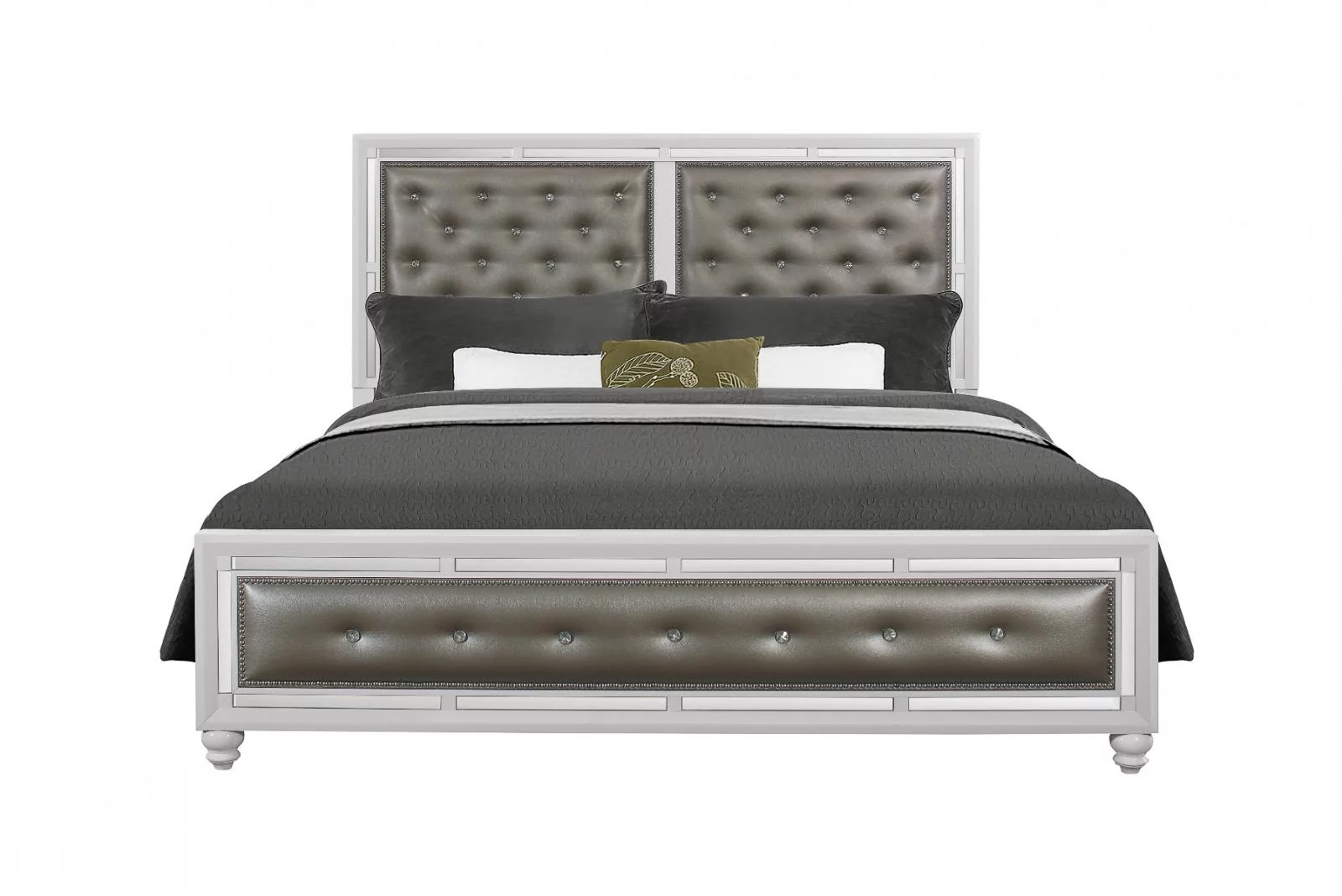 High Gloss White Finish Queen Size Bedroom Set 3 Pcs MACKENZIE Global USA