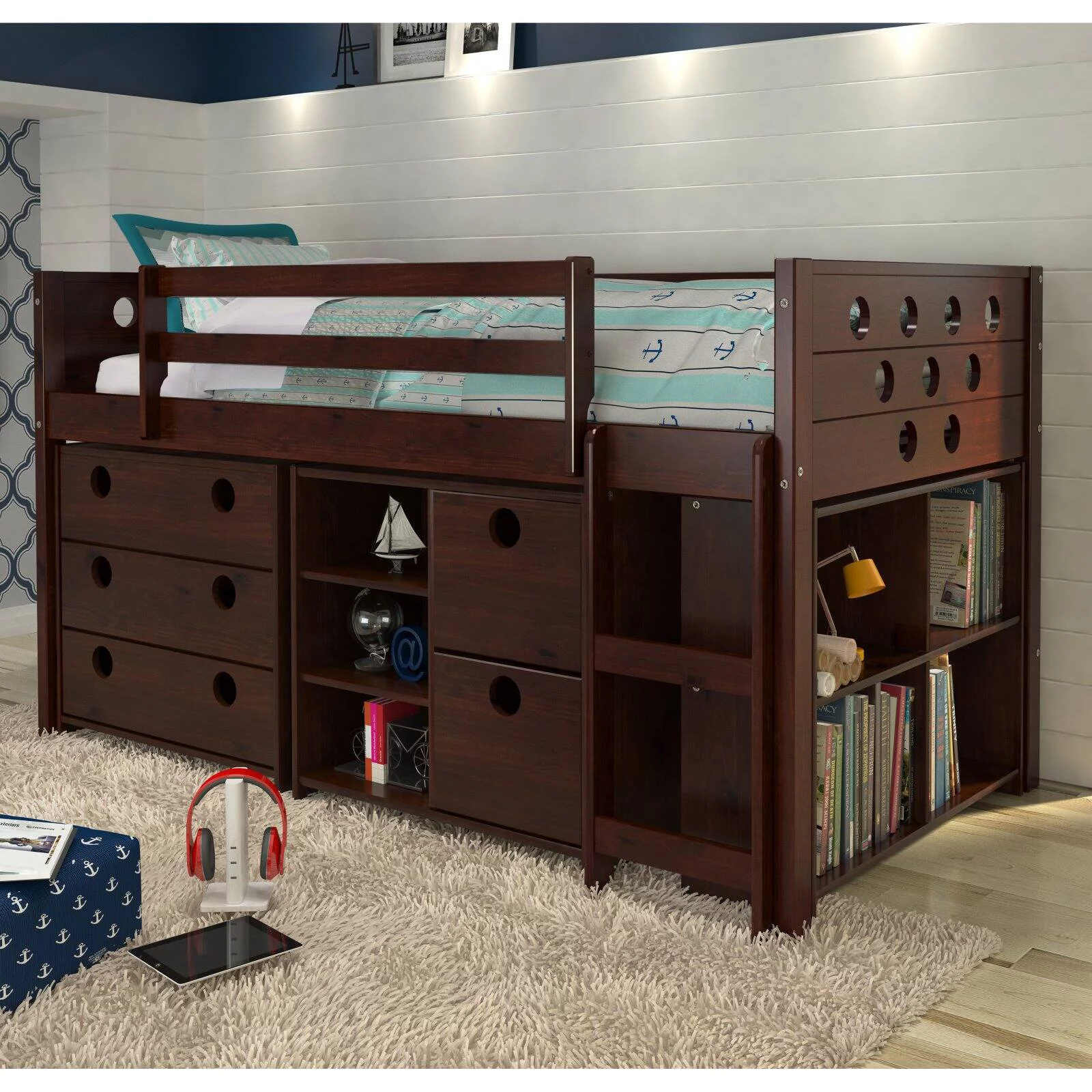 Pivot Direct PD-780ATCP-Modular Twin Size Circles Modular Low Loft in Dark Cappuccino