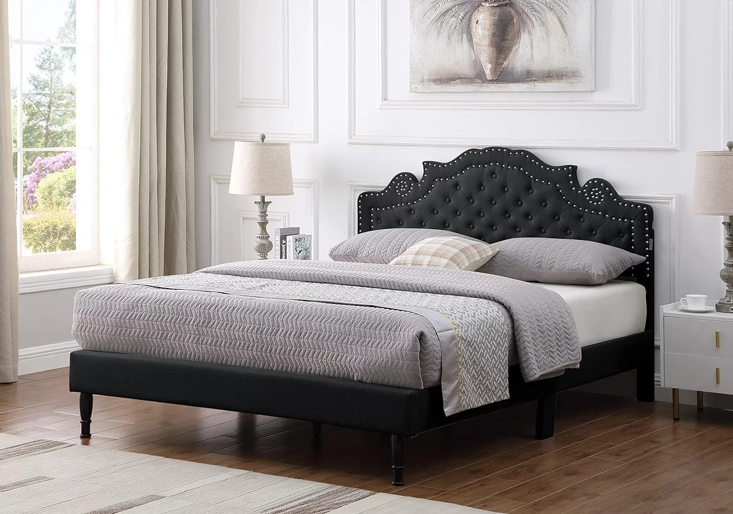 Queen Upholstered Platform Bed Frame With 47