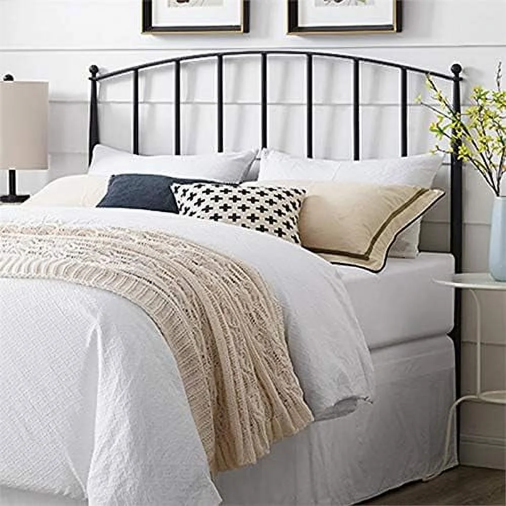 Full Queen Metal Spindle Headboard In Charcoal Black