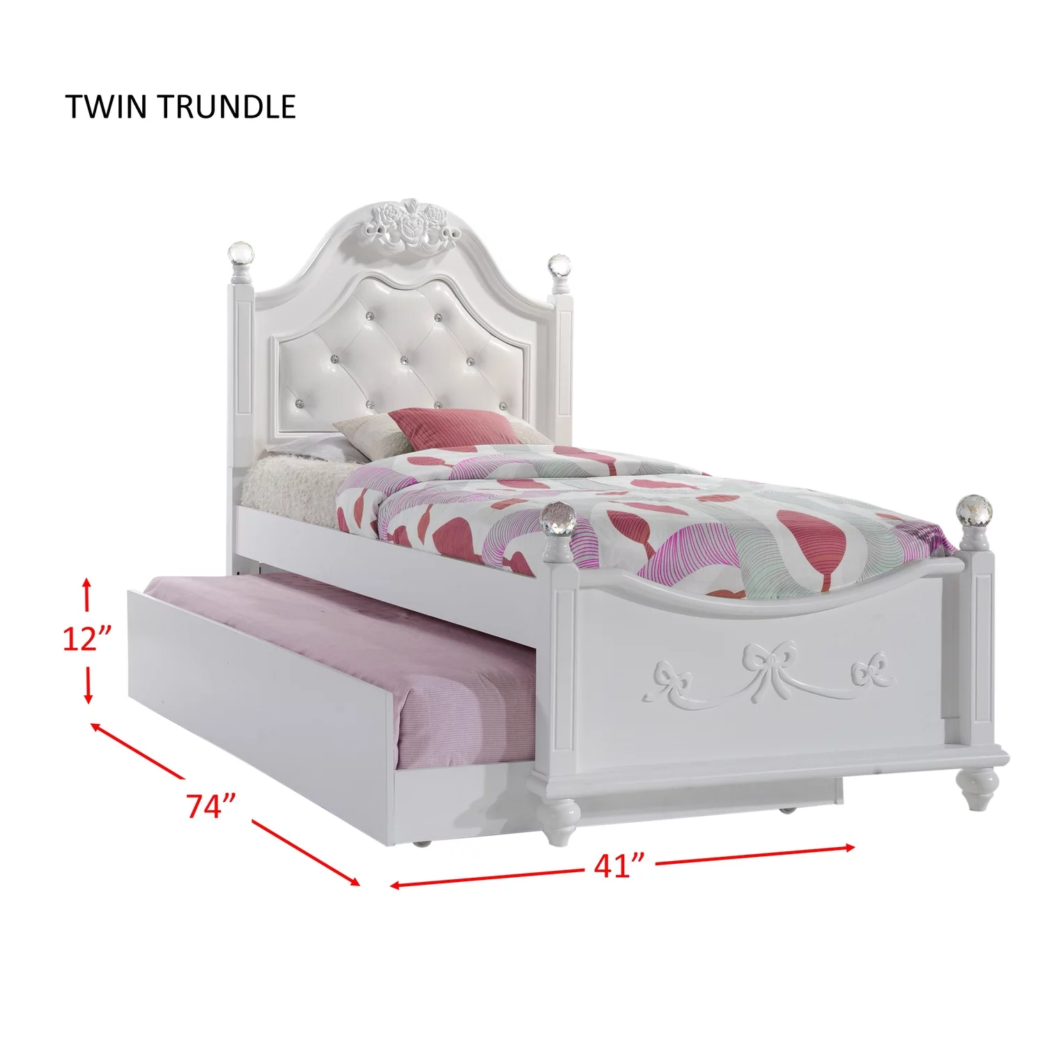 Picket House Furnishings Annie Twin Bed with Storage Trundle in White