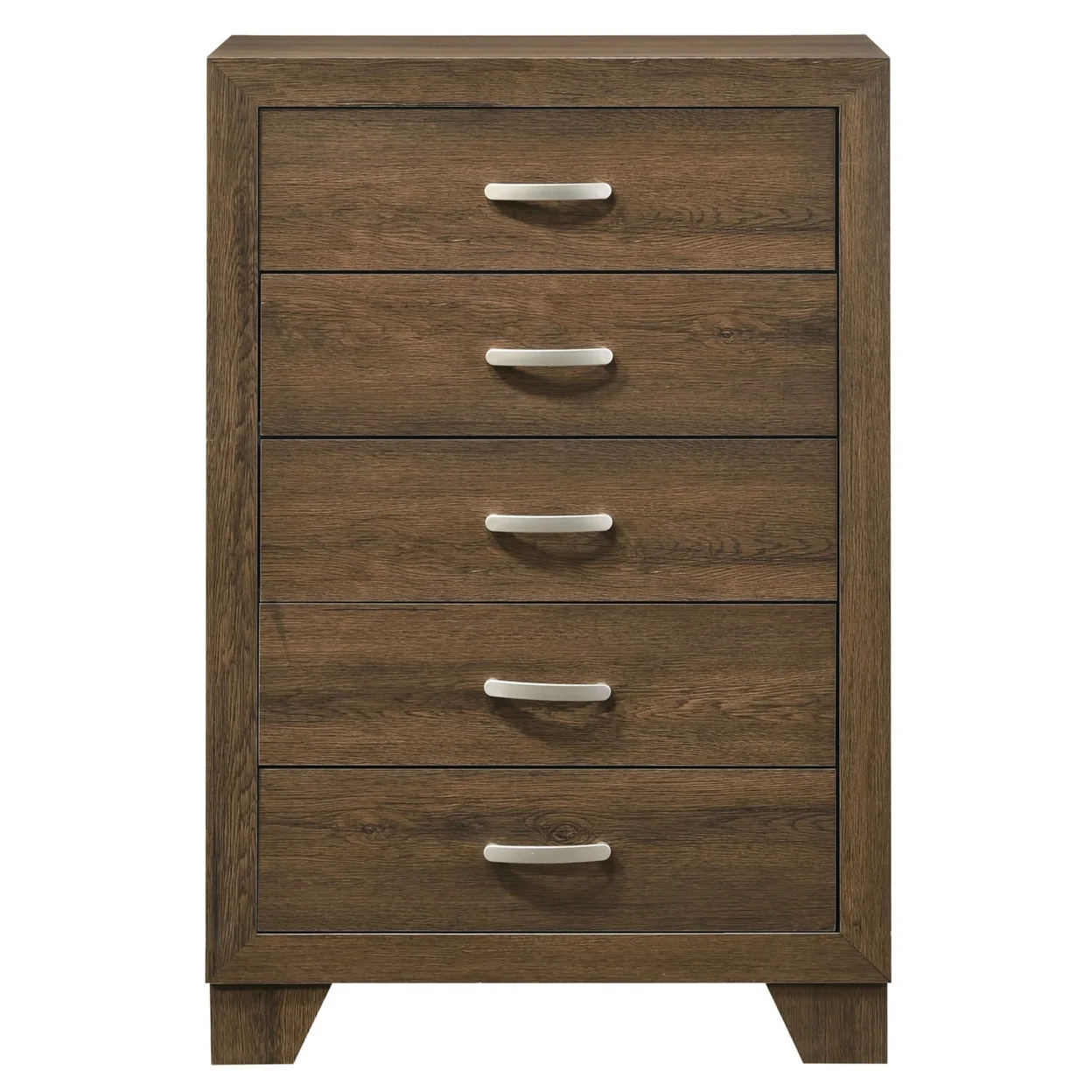 Transitional Style Wooden Chest with 2 Drawers and Metal Handles, Brown- Saltoro Sherpi