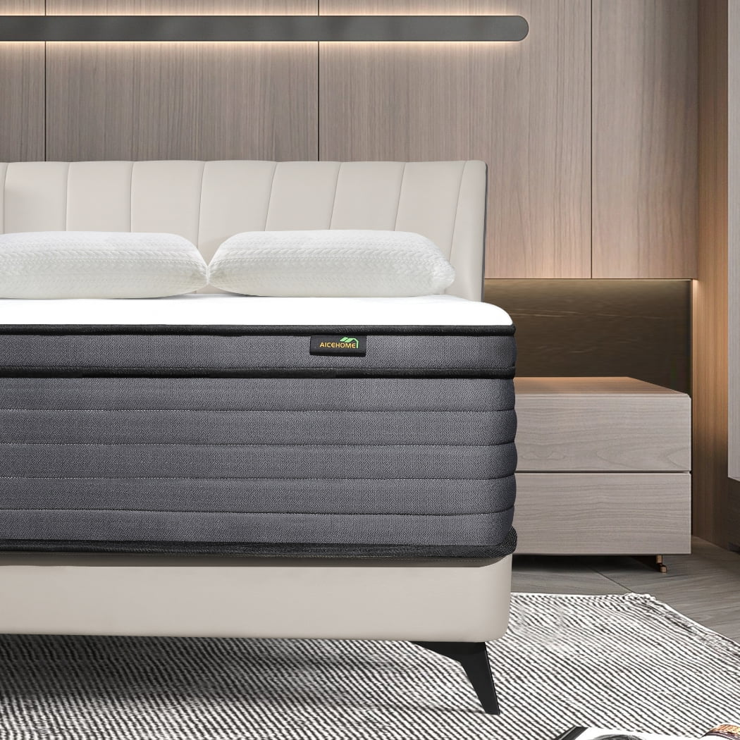 King Mattress, AICEHOME 12 inch Pocket Springs with Gel Memory Foam, Hybrid Mattresses in a Box