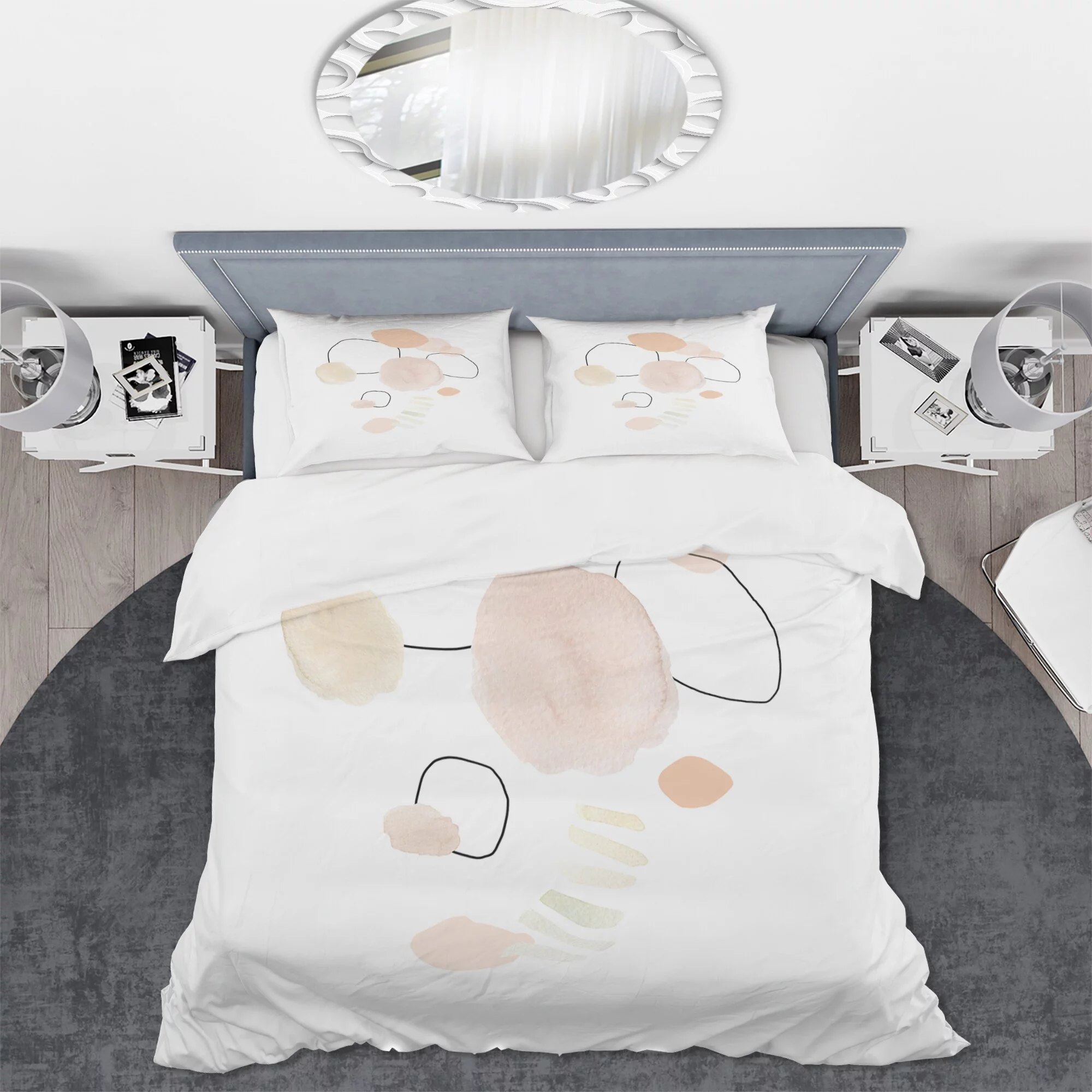 DESIGN ART Designart 'Watercolour Stains' Shabby Chic Duvet Cover Set Full/Queen Cover + 2 Shams 3 Piece