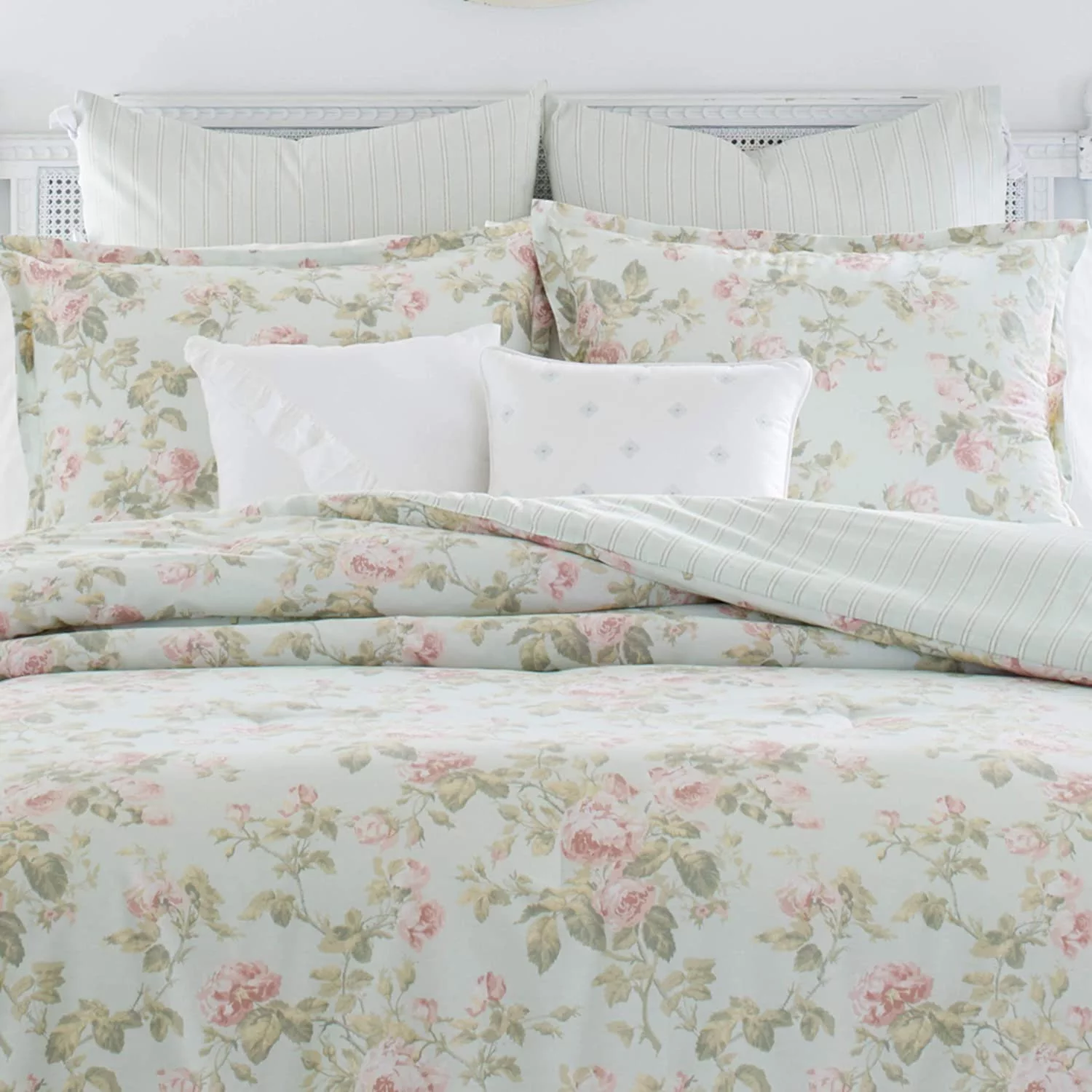 Laura Ashley Madelynn Collection Luxury Ultra Soft Comforter, All Season Premium Bedding Set, Stylish Delicate Design for Home Dcor, King, Duck Egg King Duck Egg