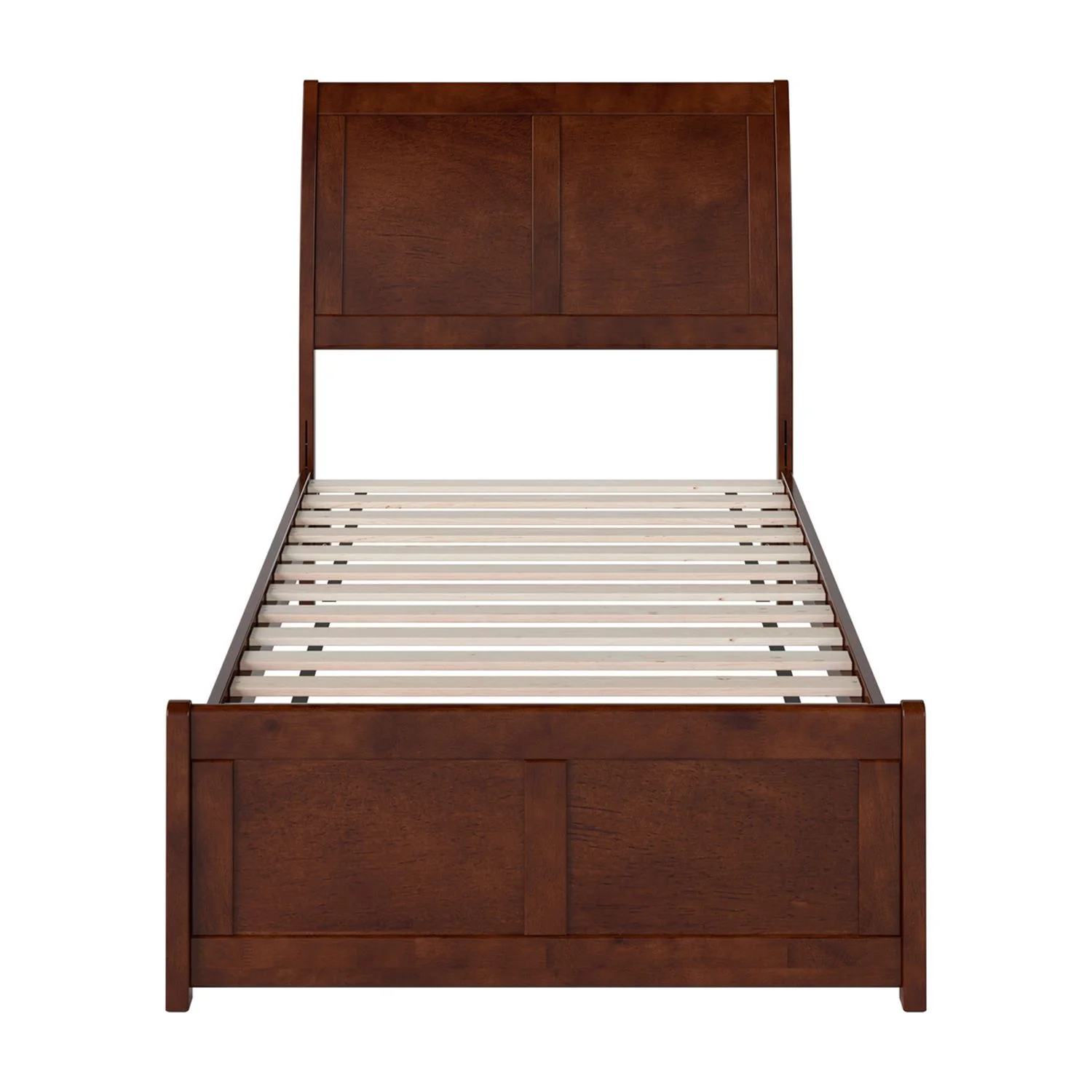AFI Valencia Twin Wood Low Profile Sleigh Platform Bed with Matching Footboard, Walnut