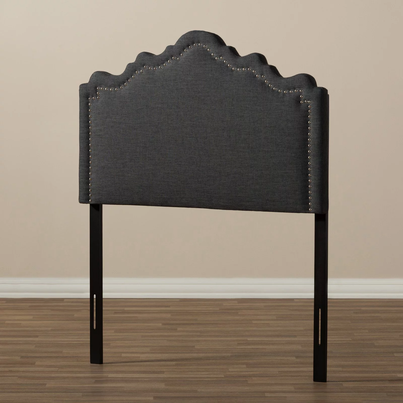 Baxton Studio Nadeen Modern and Contemporary Dark Grey Fabric Twin Size Headboard