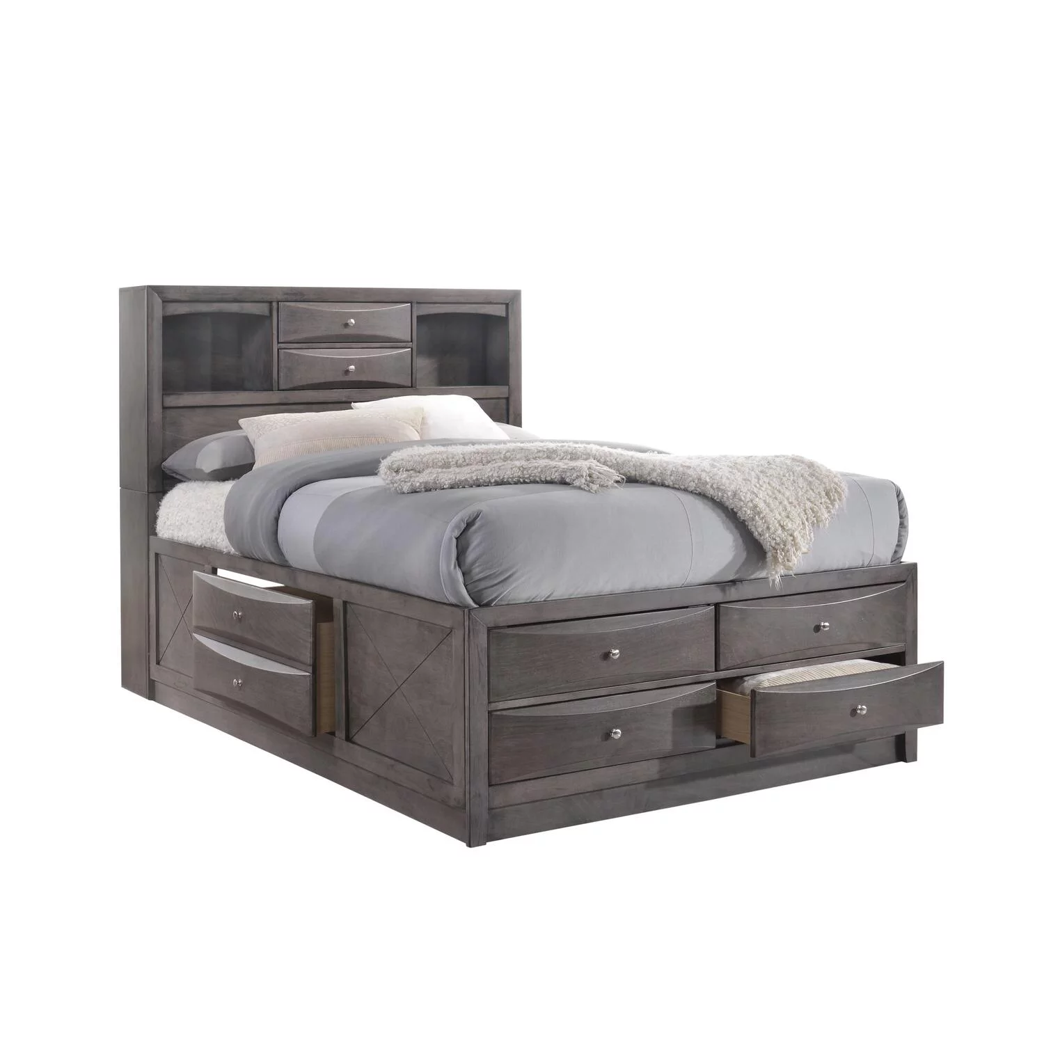 Picket House Furnishings Madison Queen Storage 4 Piece Bedroom Set in Gray