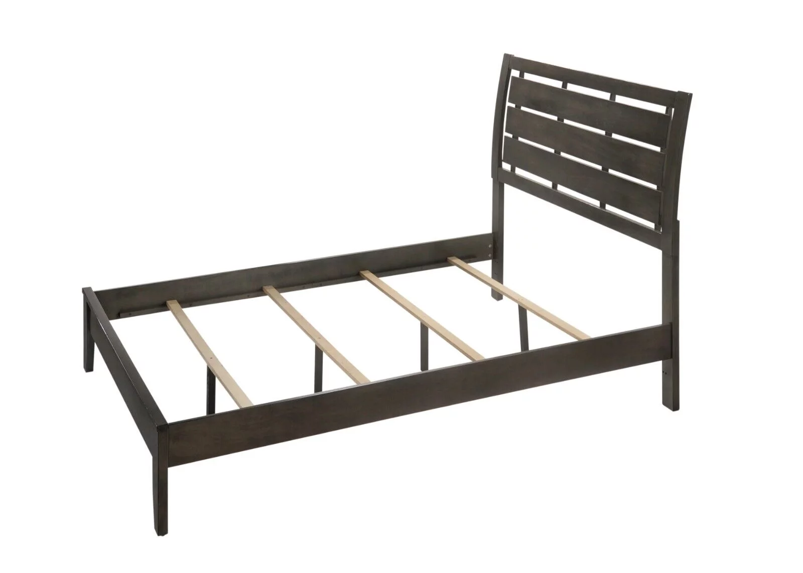 Contemporary Style Full Size 1pc Panel Bed Wooden Bedroom Furniture Gray Finish Decking Headboard Design