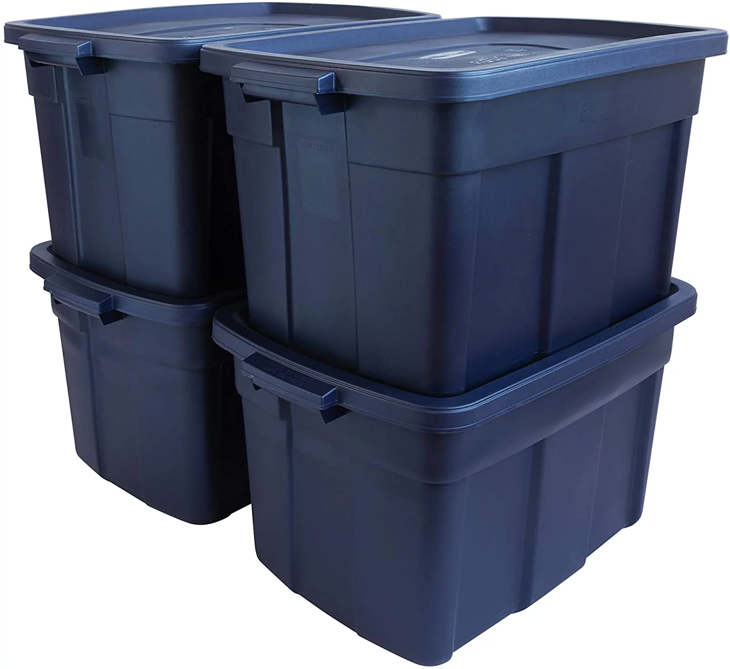 Rubbermaid 25 Gallon Roughneck Storage Container, 25 Gal - 4 Pack, Dark Indigo Metallic