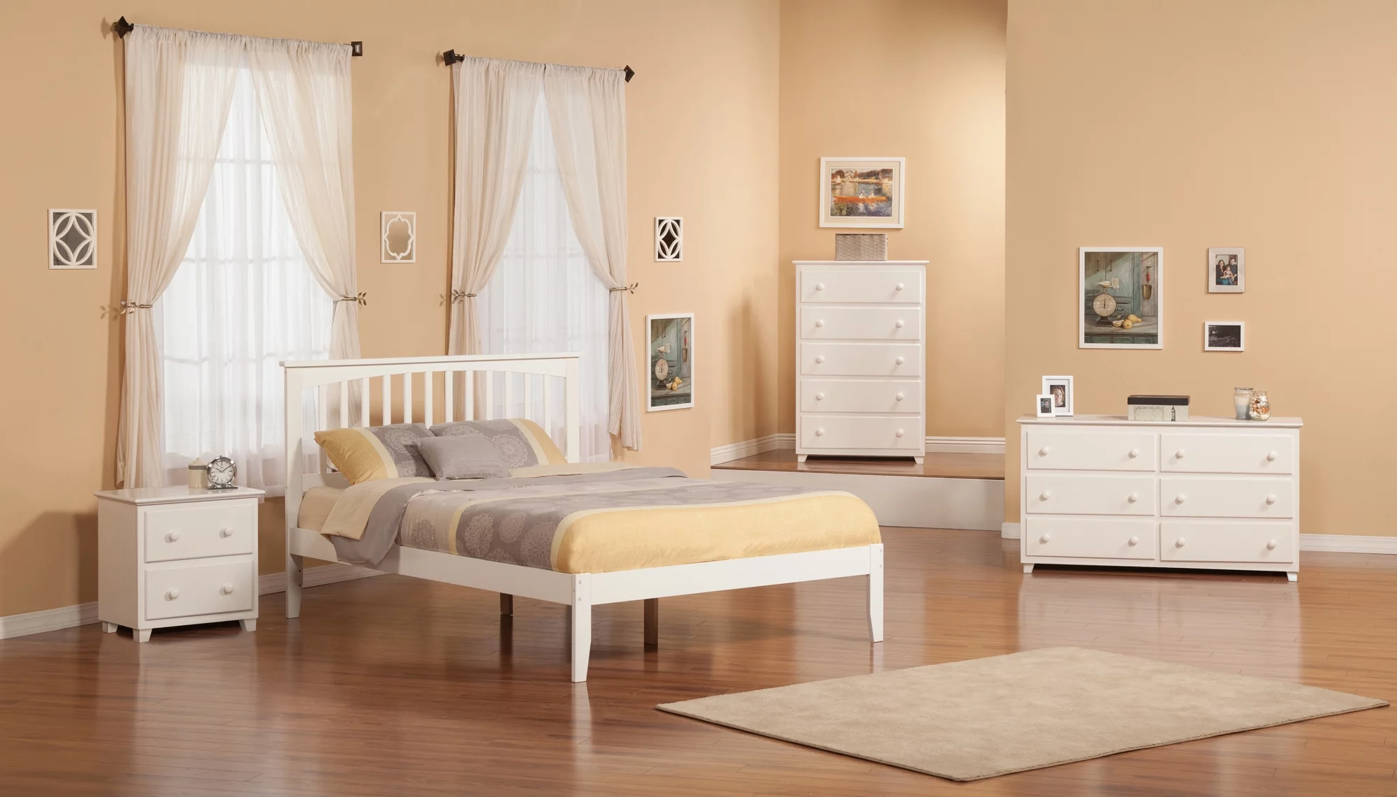 Mission Queen Platform Bed with Open Foot Board in White