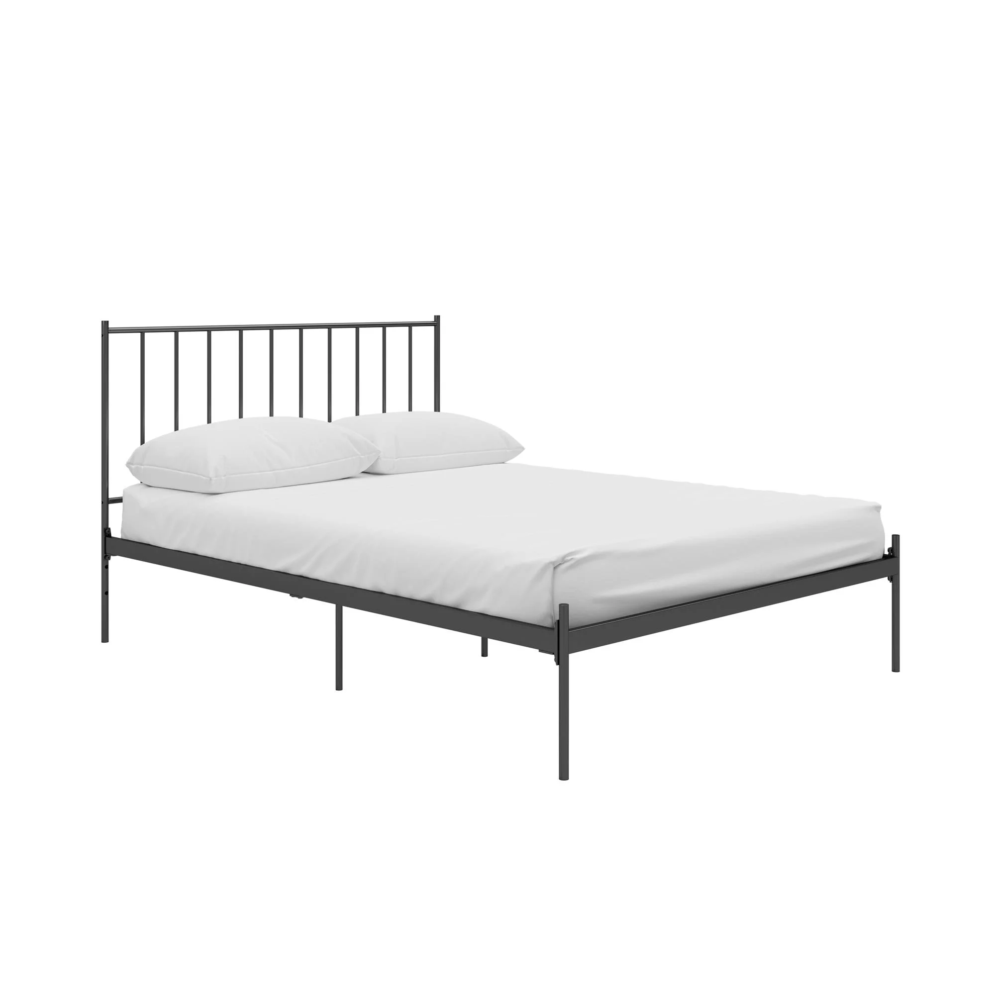 RealRooms Ares Metal Bed, Full Size Frame, Adjustable Height, Black