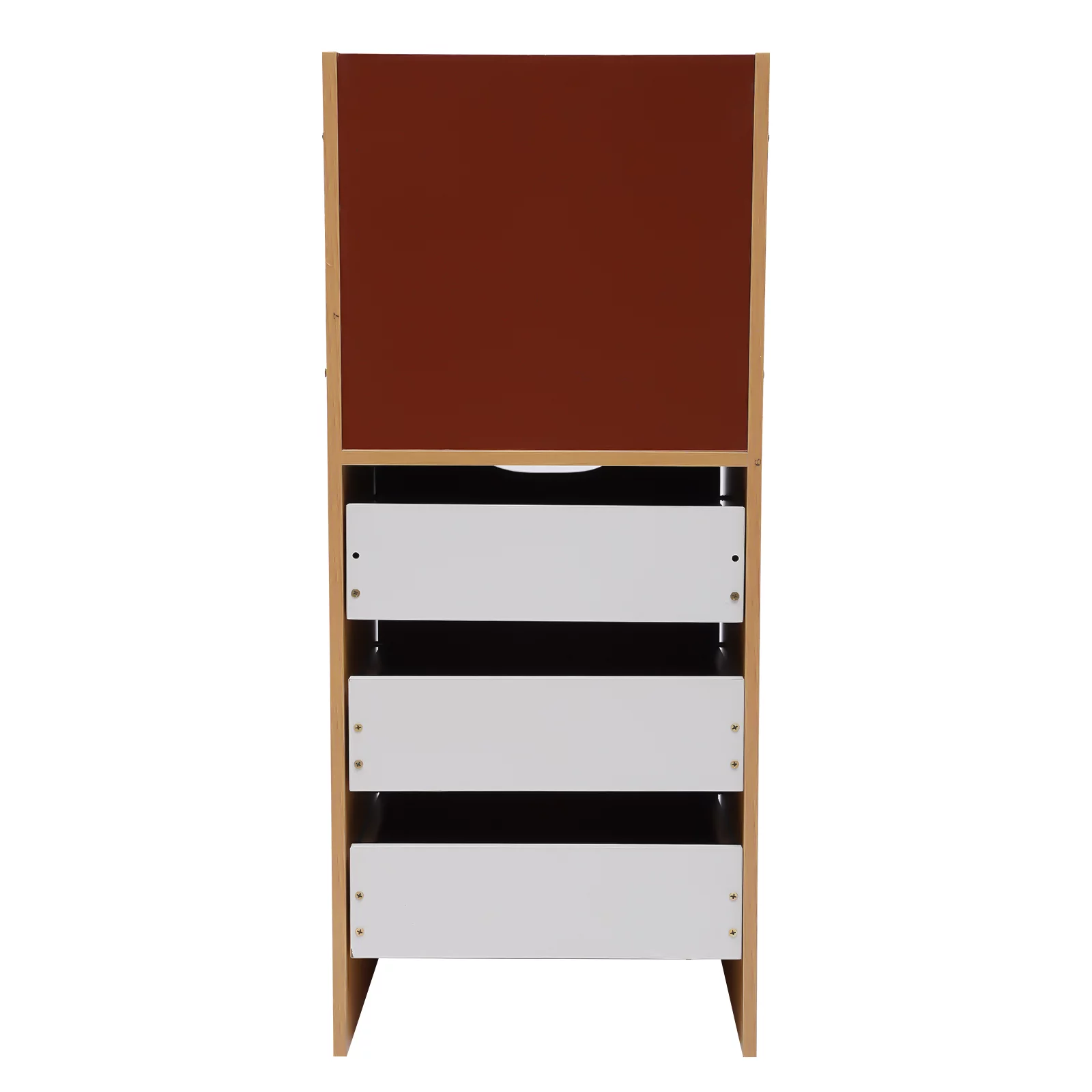 Loyalheartdy Nightstand 3 Drawers Open Storage Cabinet Tall Bedside Table Walnut MDF End Table Rectangular Side Stand