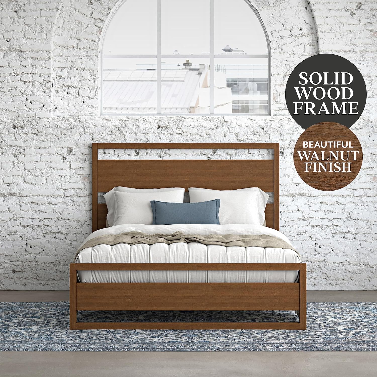 DG Casa Columbus White Queen Wooden Platform Bed Frame