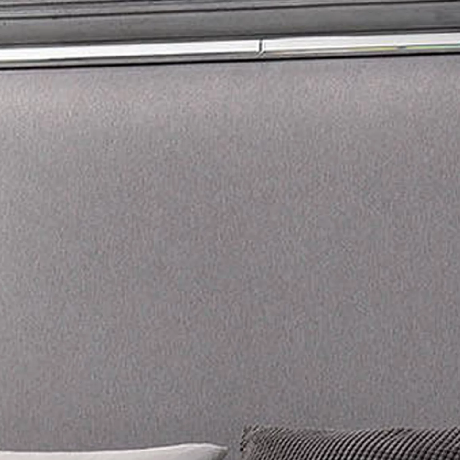 Wooden California King Bed with Padded Fabric Headboard and LED Trim, Gray