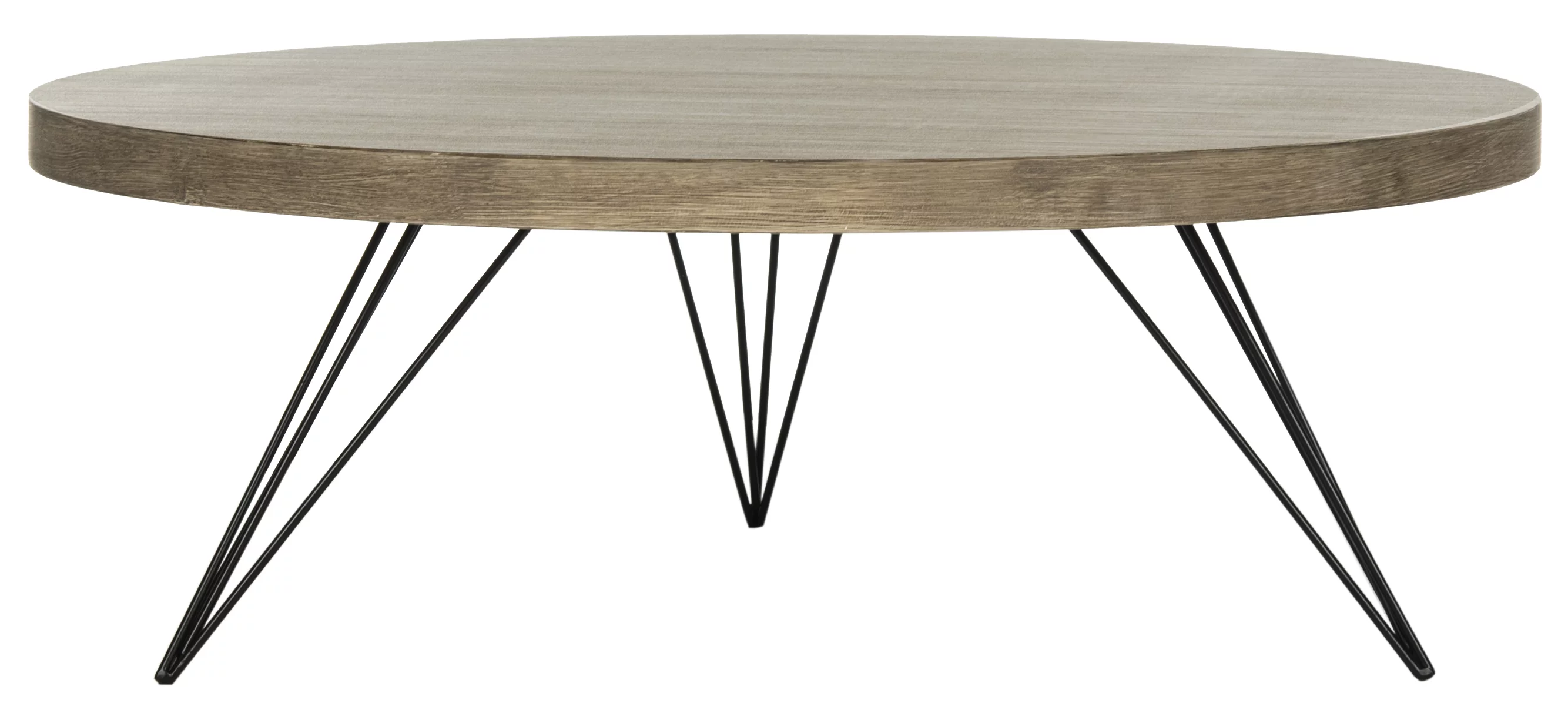 SAFAVIEH Mansel Retro Mid-Century Round Coffee Table, Light Oak/Black