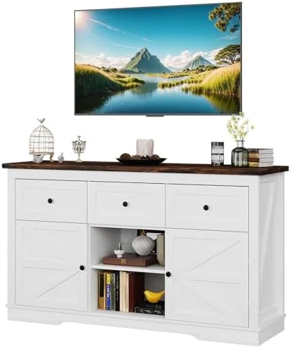 LNboomLife TV Stand for Bedroom TV Dresser for 40 Inches Media Console Table Entertainment Center with 2 Drawers Cabinet and Cabinet for Living Room Hallway Grey