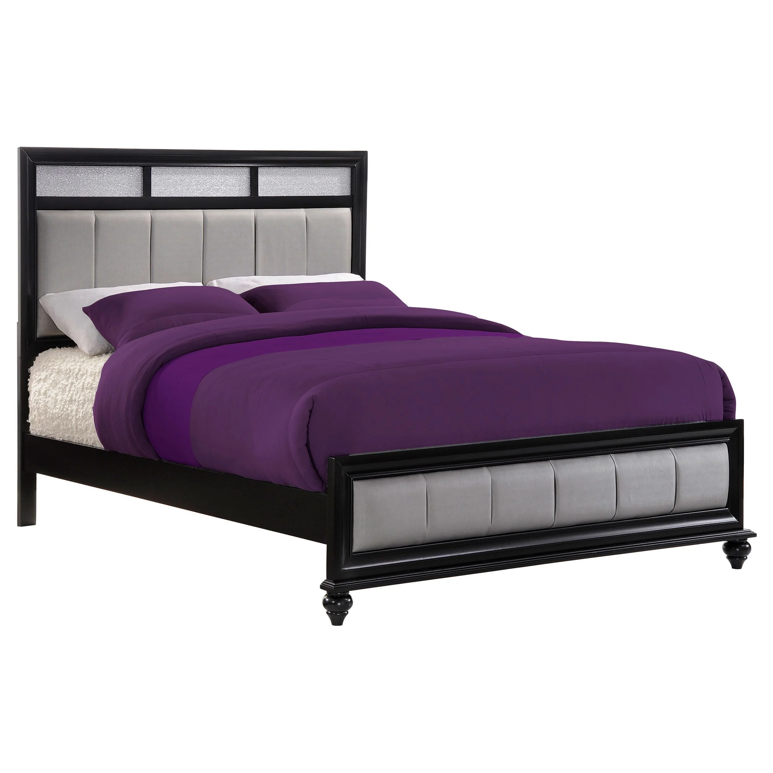 Coaster Barzini 4-Piece Bedroom Set with Upholstered Headboard, Black King