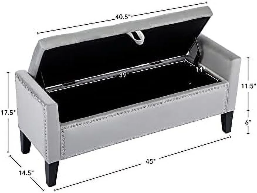 HOOMHIBIU Velvet  Ottoman Bench  Upholstered Tufted Entryway Bench  End of Bed  Bench with Arms  Grey