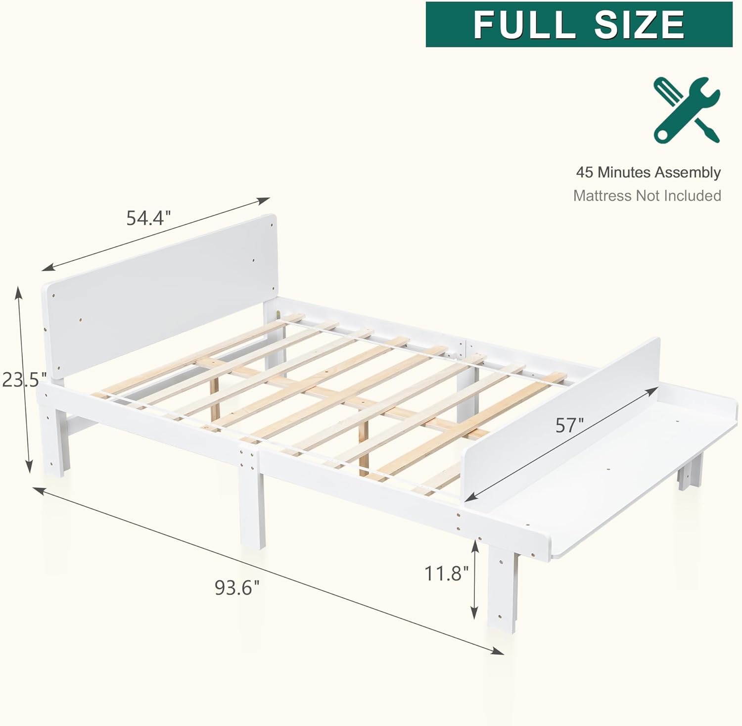 JIAH Twin Bed Frames for Kids with 2 Drawers, Storage Platform Bed with Footboard Bench, Twin Kids Bed Headboard Frame Pine Wood, High Stable, No Box Spring Needed, Twin Bed for Kids, White