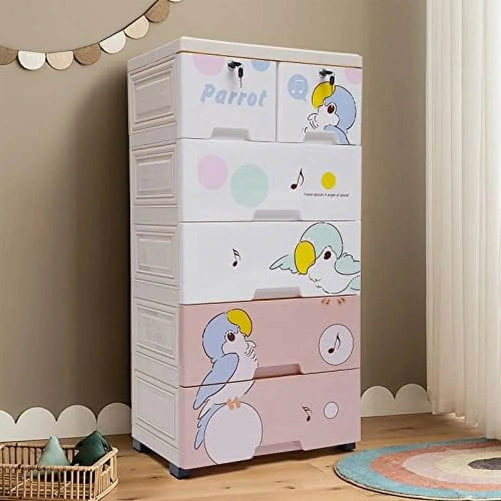 NLIBOOMLife Plastic Drawers Dresser Cabinet with 6 Drawers Closet and Clothes Organizer for Clothes Playroom Bedroom Easy Assembly
