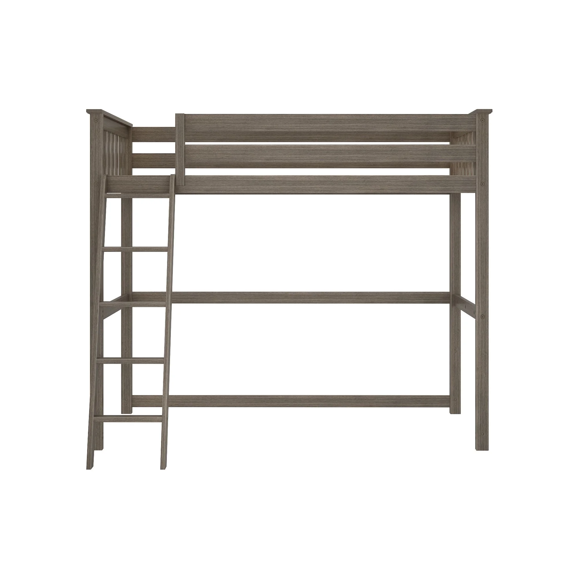 Max & Lily Twin Loft Bed, Modern Solid Wood High Loft Bed with Ladder for Kids, Clay