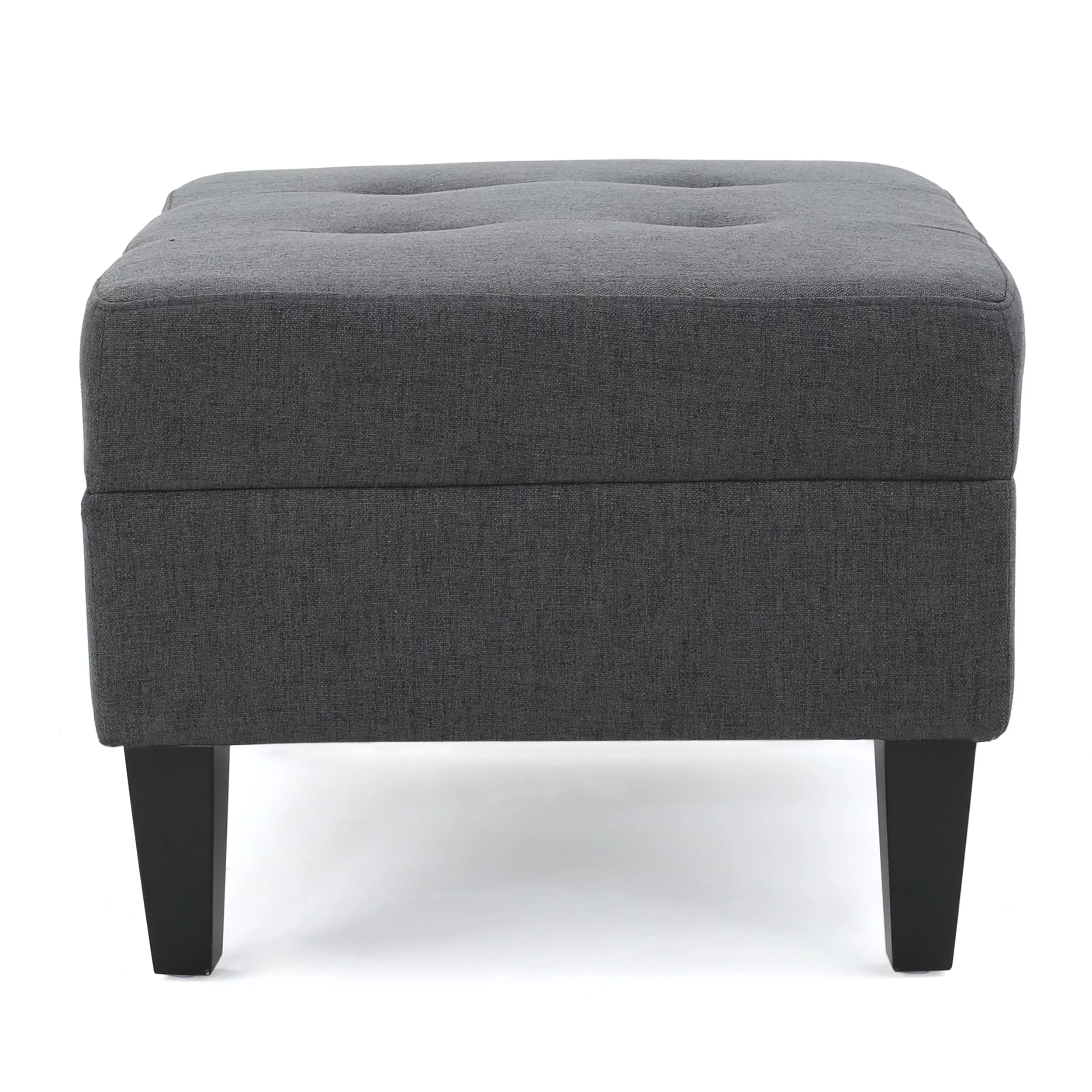 Noble House Sofija Fabric Tufted Ottoman, Dark Grey
