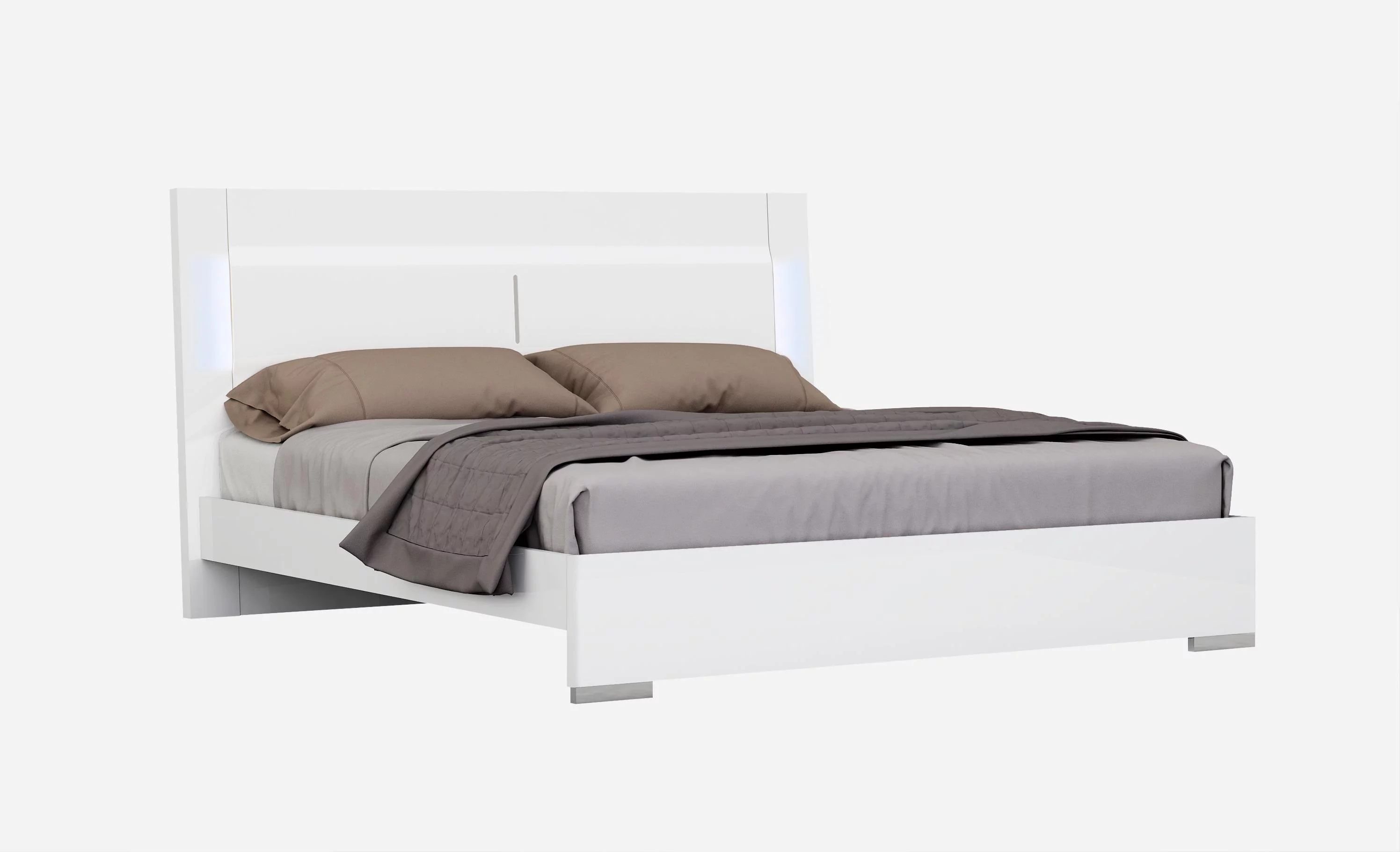 White Lacquer Finish Queen Size Premium Bedroom Set 5Pcs Modern J&M Oslo