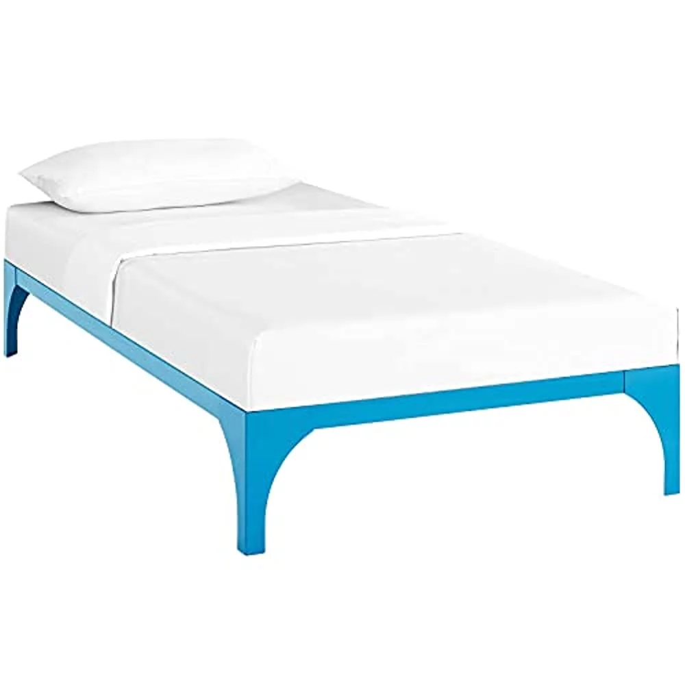 Modway Ollie Steel Modern Twin Platform Bed Frame Mattress Foundation with Slat Support in Light Blue