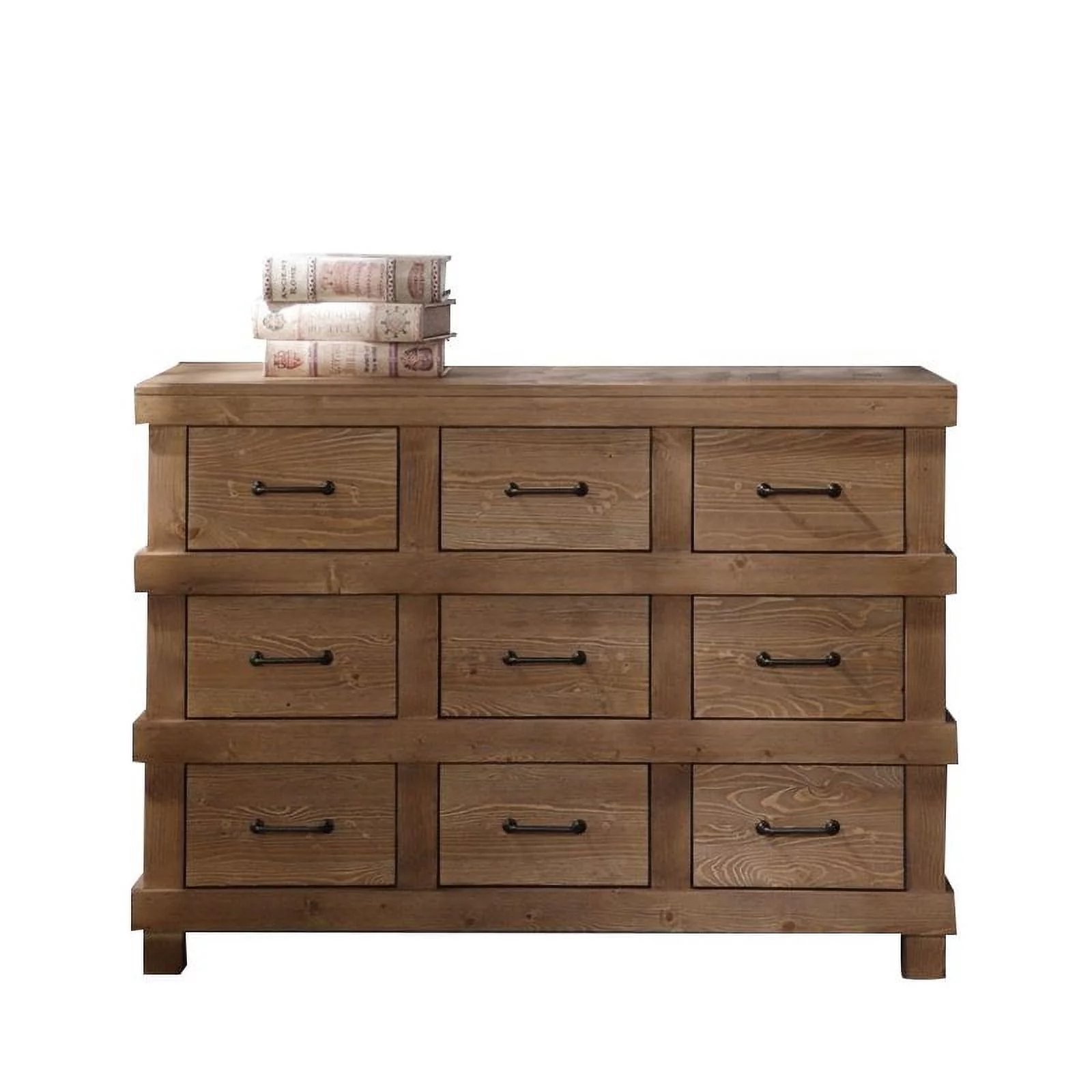 Bowery Hill Antique Oak Wood 9 Drawer Bedroom/Accent Dresser