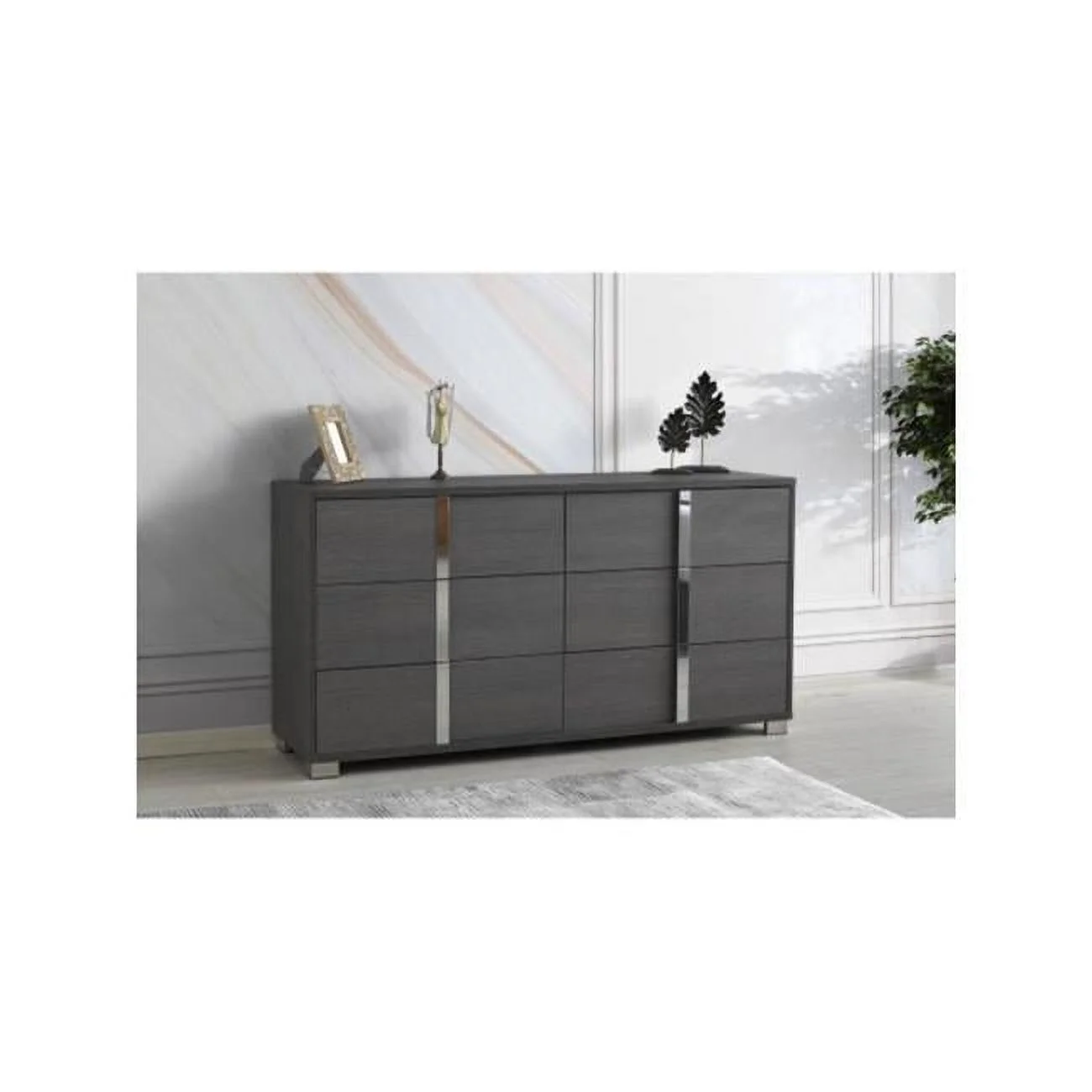 J & M Furniture SR07-203 65.3 x 18.9 x 34.2 in. Giulia Dresser, Matte Gray