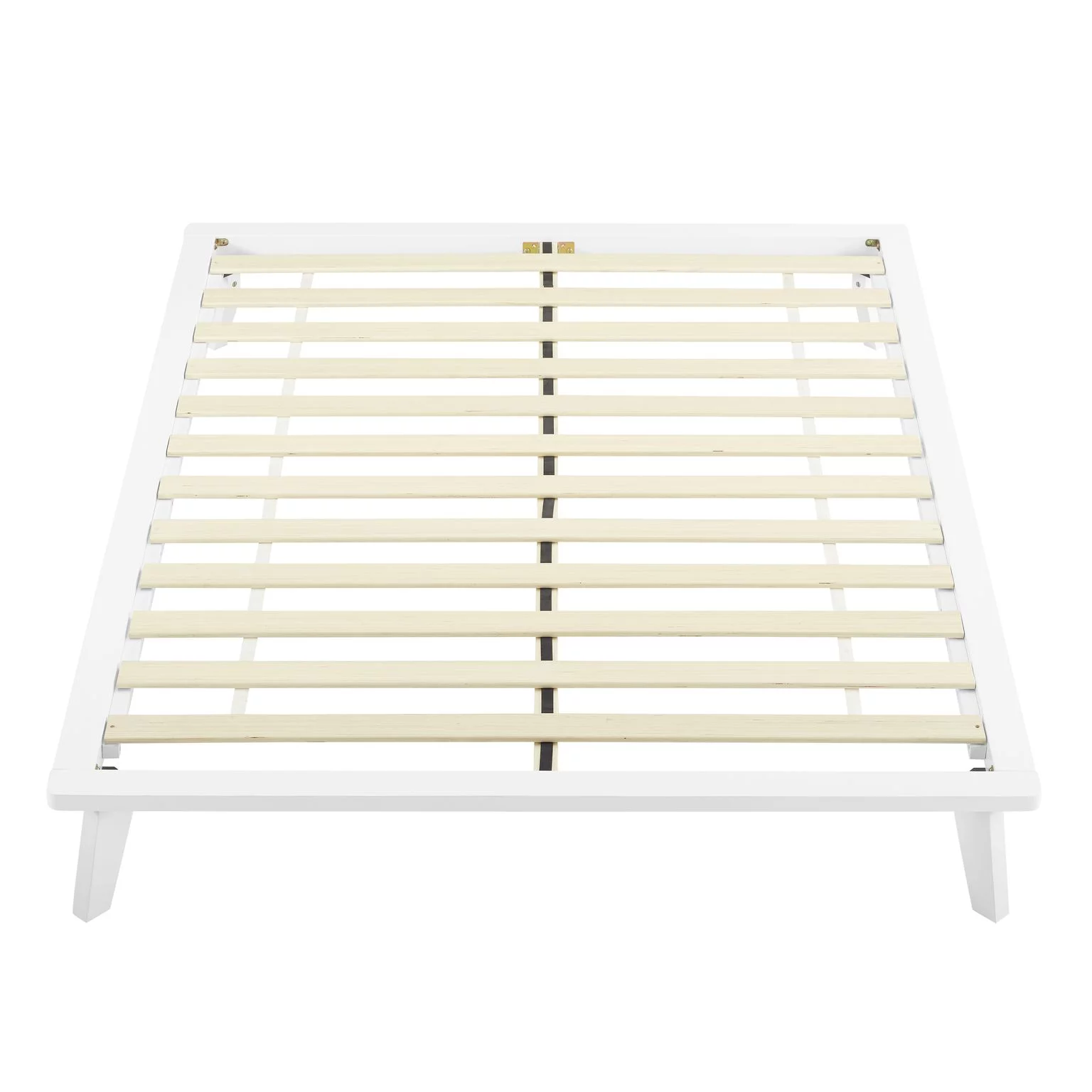 BIKAHOM Mia Wood Platform Cal King Bed Frame, 8.5 Inch Solid Wood Platform Bed with Under Bed Storage Space, No Box Spring Needed, Strong Wooden Slat System, Easy Assembly, Bedroom Furniture, White
